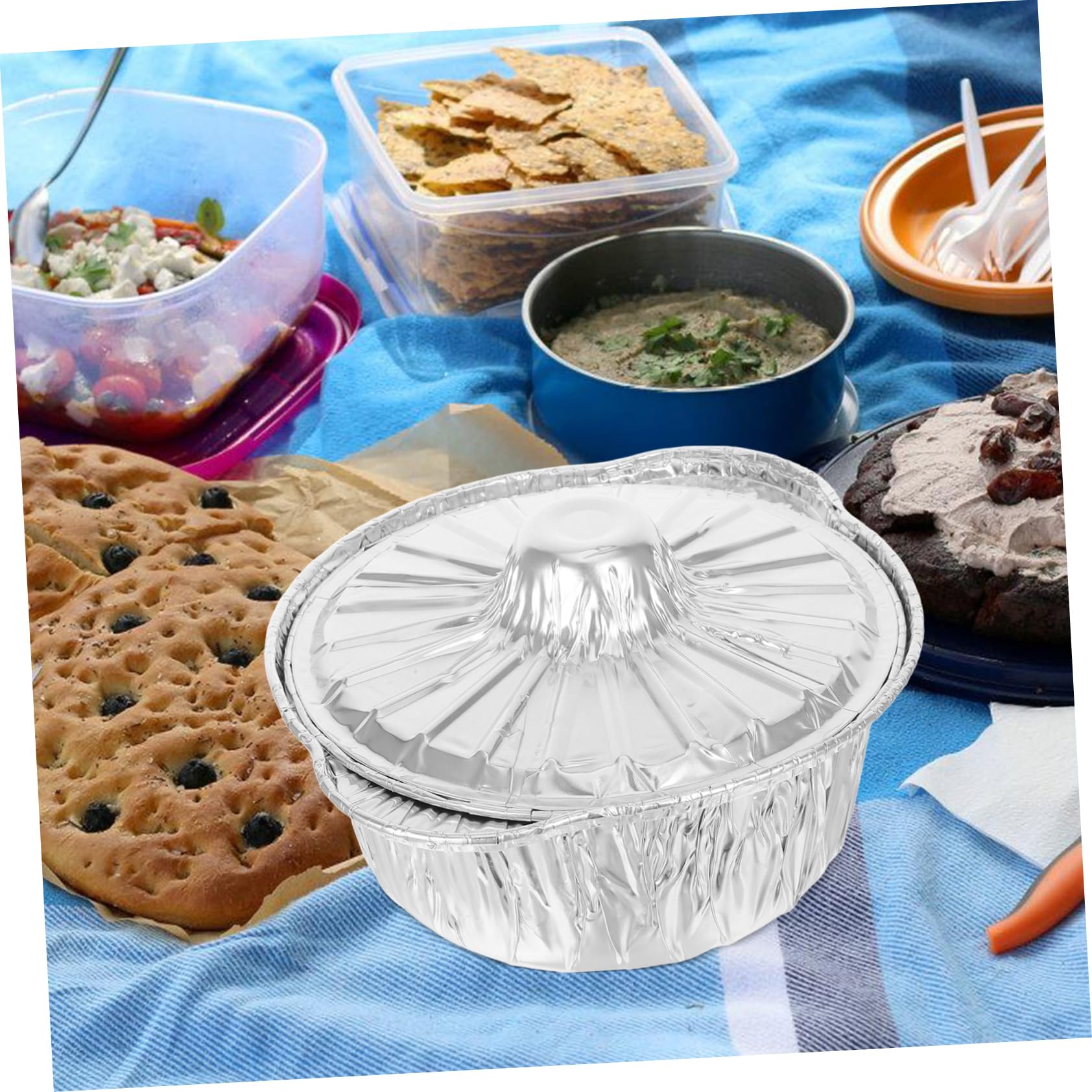 Hemobllo Lot De 6 Barquettes En Aluminium Avec Couvercles Marmite à Soupe Chaude Réutilisable, Ustensiles La Cuisine Camping, Pour Pique-niques, Randonnée Et Réunions En Plein Air