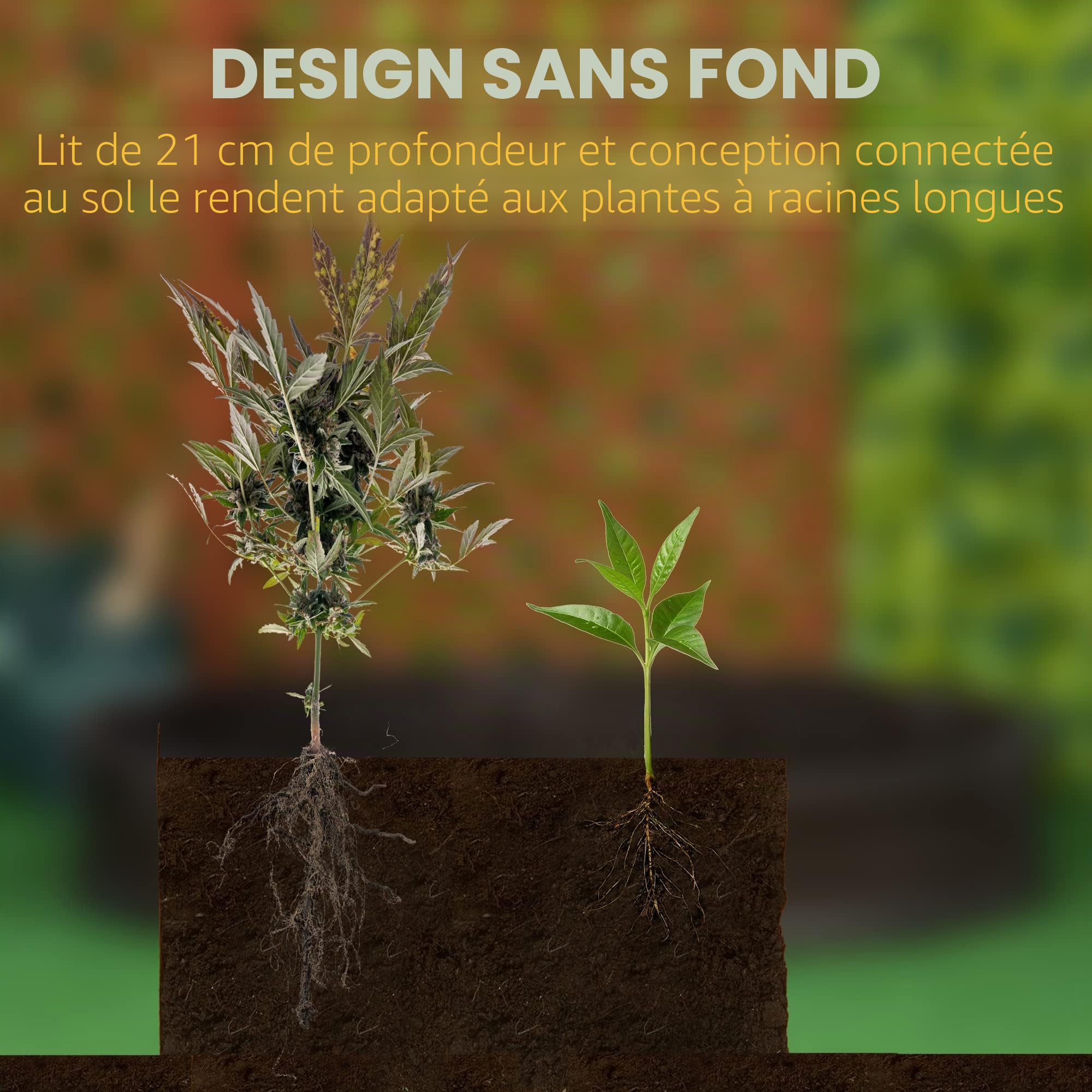 Outsunny Lit pour potager surélevé rond en plastique HDPE, jardinière d'extérieur pour plantes, fleurs et verdura, diamètre 123 x 21 cm, marron