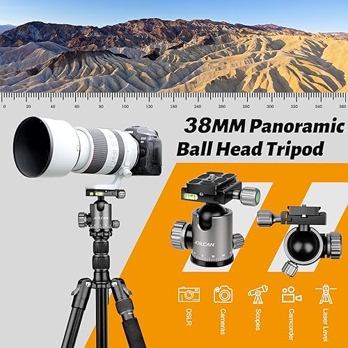 Vista 17 de JOILCAN Trípode para cámara, trípode para cámara de aluminio de 81 pulgadas, trípodes DSLR de 83 pulgadas y monopiés, trípode de viaje resistente