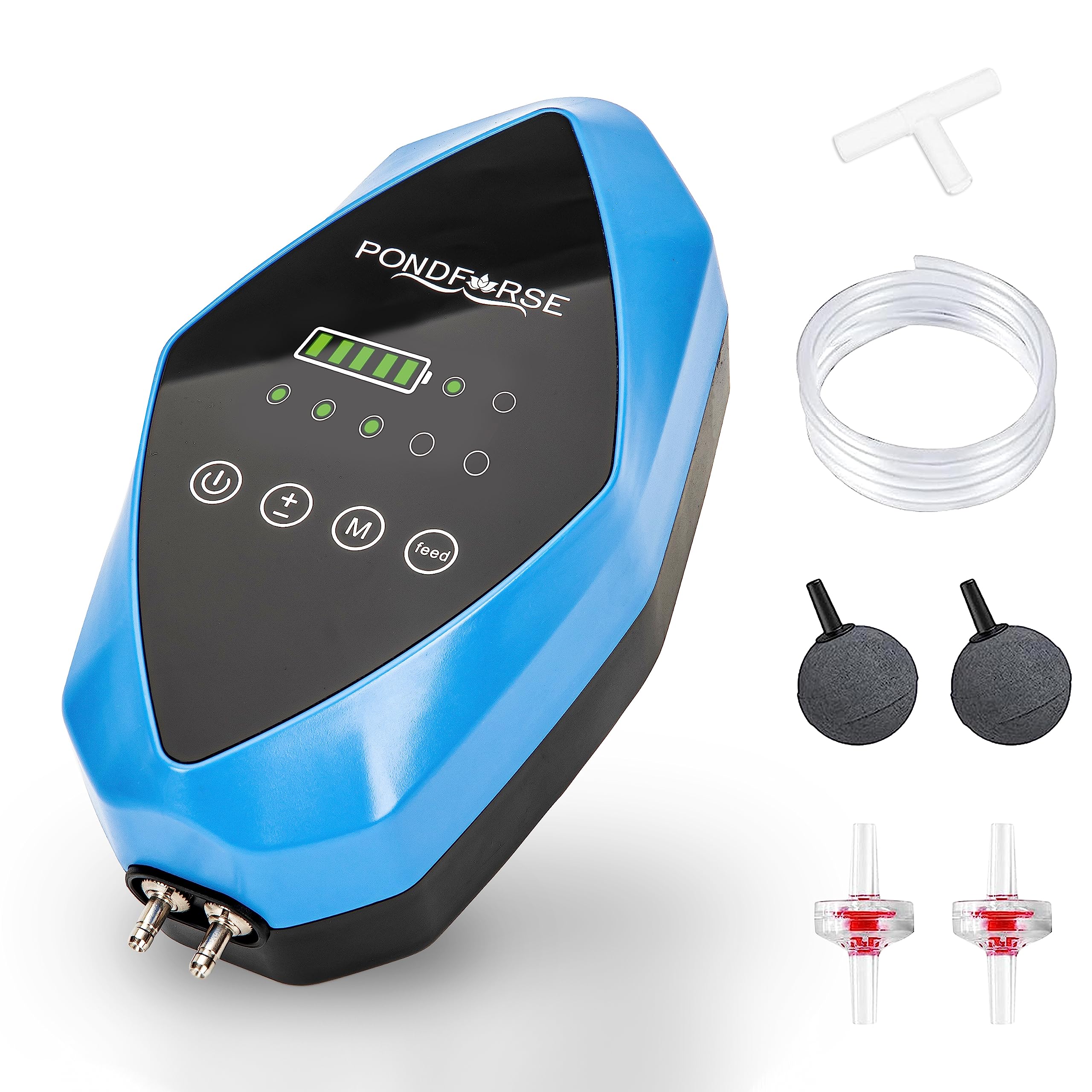 Quiet AC/DC Aquarium Air Pump for up to 600 Gals Tank, 4W/6W Portable Battery Powered Air Pump with Long 48 Hours Battery Life, 2-Outlet Oxygen Pump for Outdoor Fishing