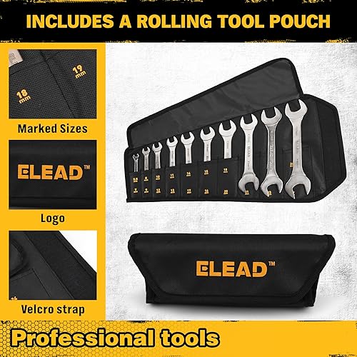 Miniatura 6 de Juego de llaves superfinas de extremo abierto  10 piezas métricas de 0.217-1.063 in  Diseño delgado niquelado  5.5, 7, 8, 9, 10, 11, 12, 13, 14, 15,