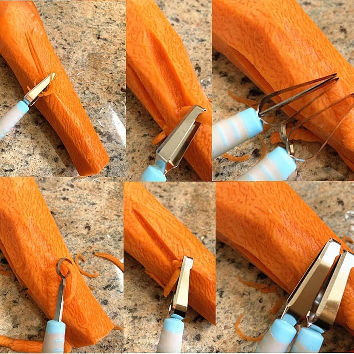 9 PCS Food Carving Tools Kit with Storage Bag, Culinary Carving Peeling Tools Garnishing Cutting Slicing Tools for Vegetables, Fruits, Ice Cream(Orange)