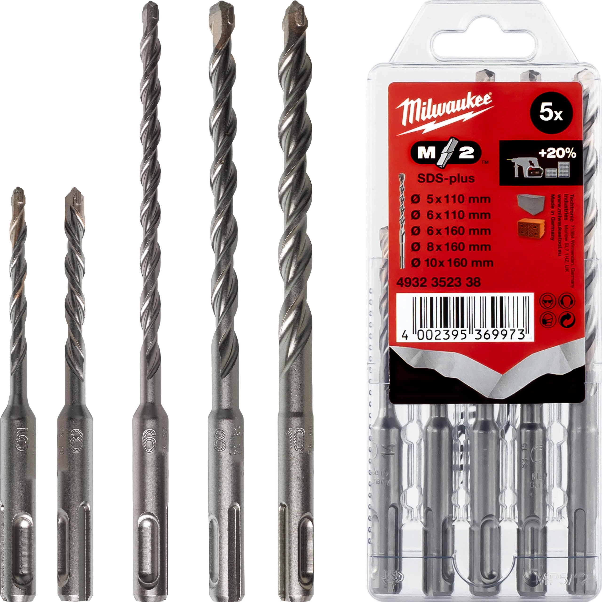Hammer Drill Bit Sds-Plus L = 110/160 Mm, Type 2, Cassette 5 Pieces. 4002395369973