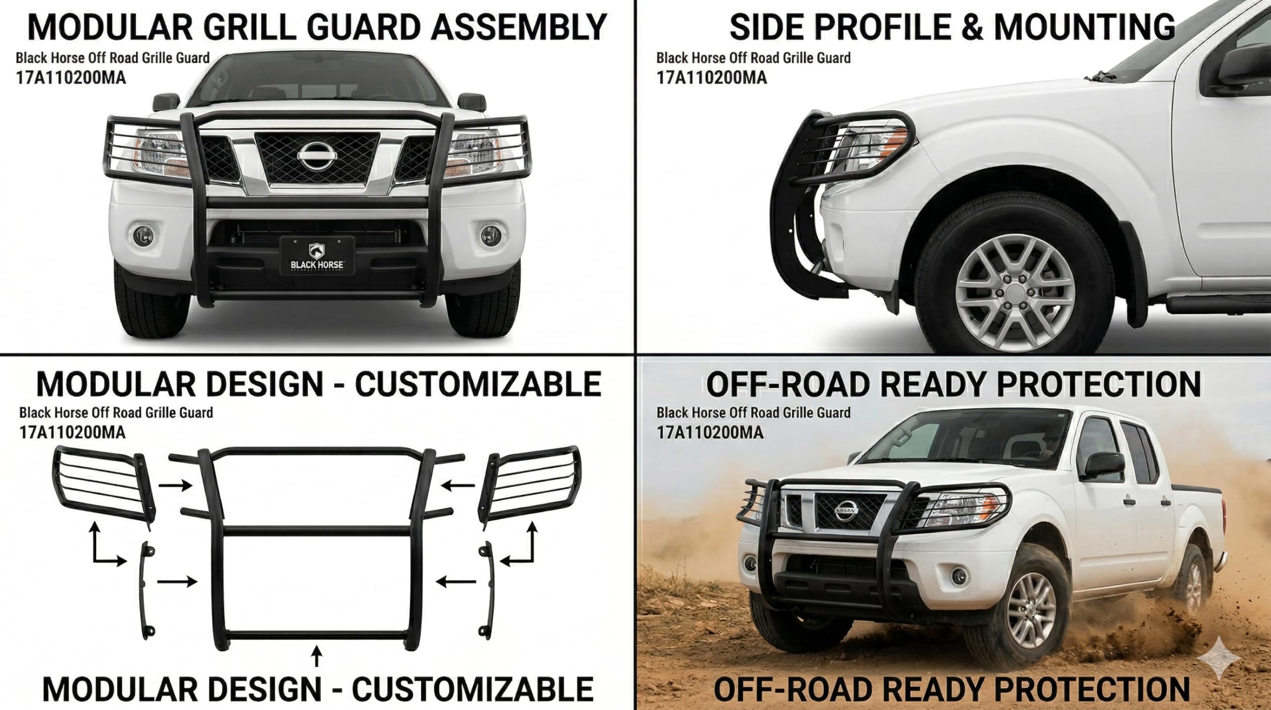 Amazon.com: Black Horse Off Road Grille Guard Modular Black