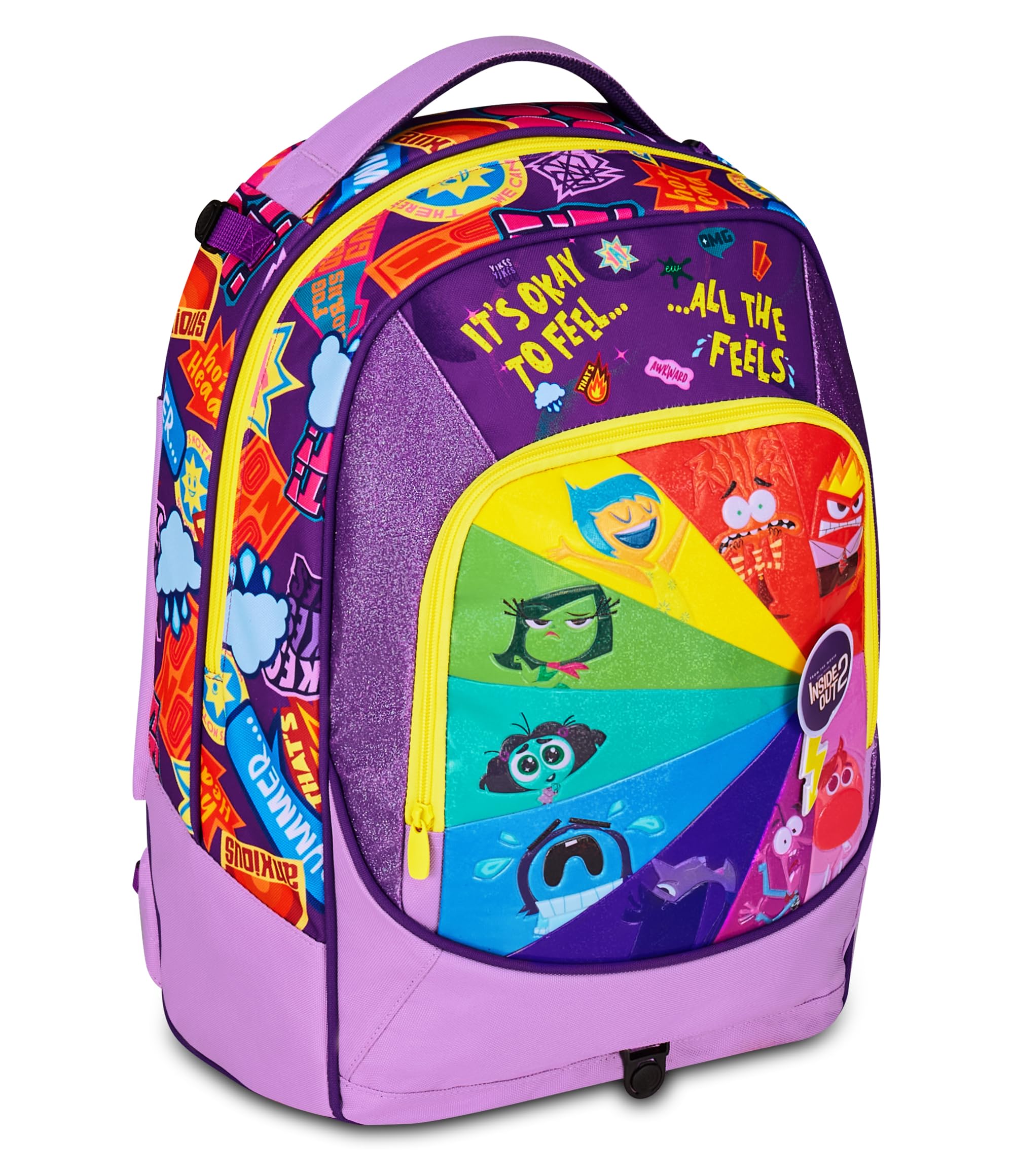 Seven Inside Out 2 Trolley Scuola Jack 3 Ruote, Viola, 3 in 1, Zaino Triplo Uso con Carrello Sganciabile, 33 L, Scuola Elementare, Bambina