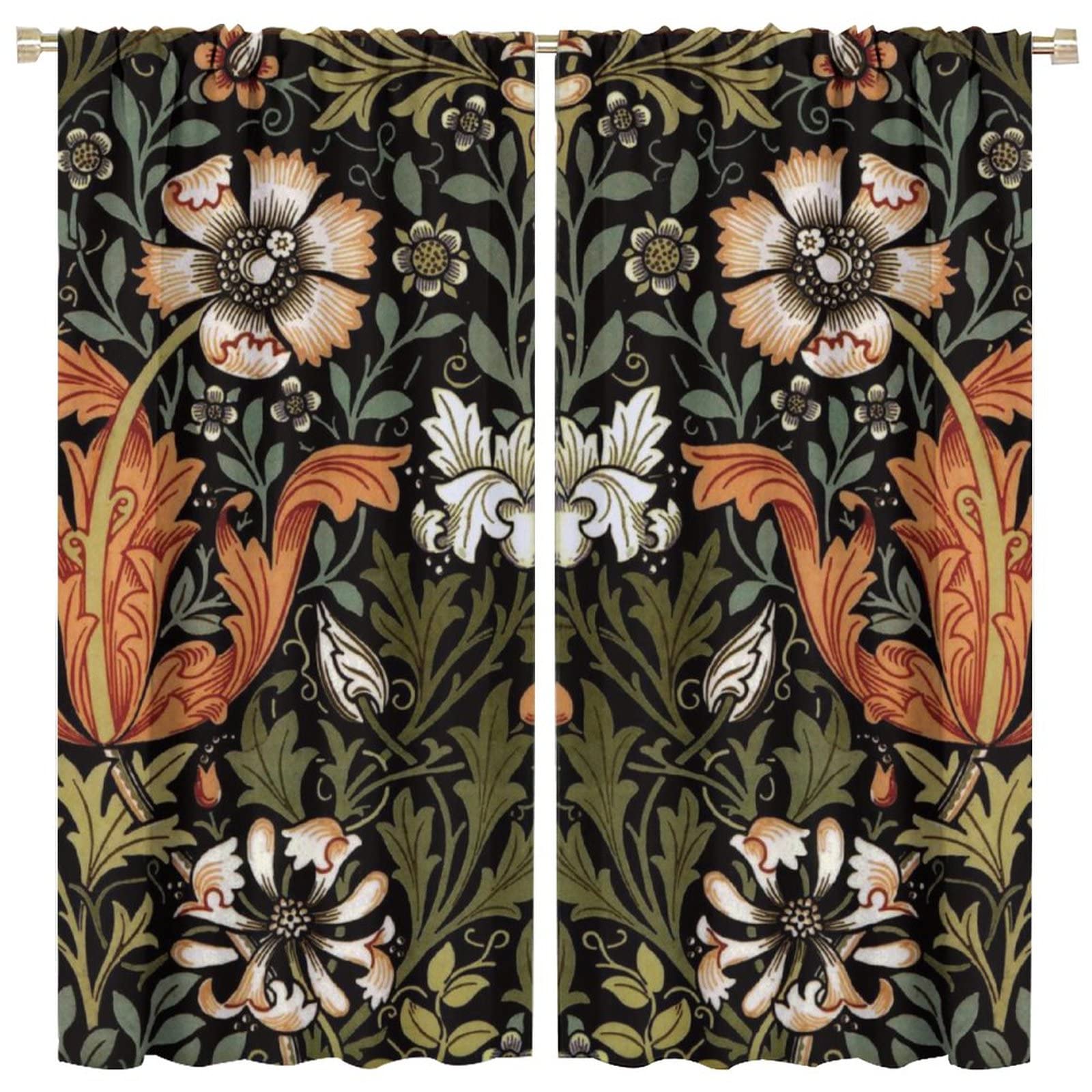 Extra Long Wildflower Curtain Flower Floral Vintage Botanical Accessories Herbs Plant Windows for Living Room Bedroom Or Office Curtains Window Curtain 2 Panels 63x63in