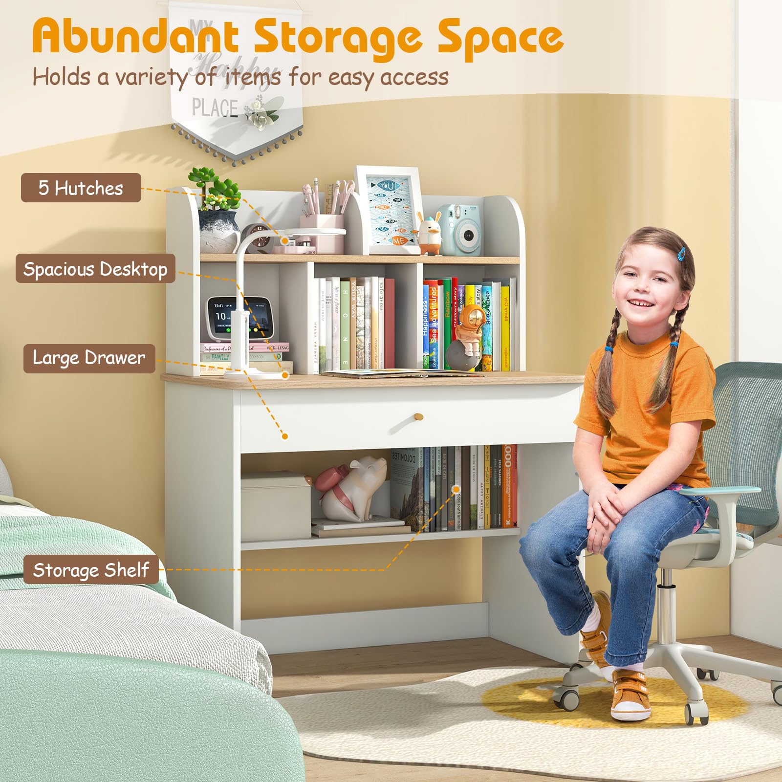 Chaise Bureau Fille LIFEZEAL Bureau Enfant Avec Rangement Et Chaise, Table Bureau Enfant Garcon