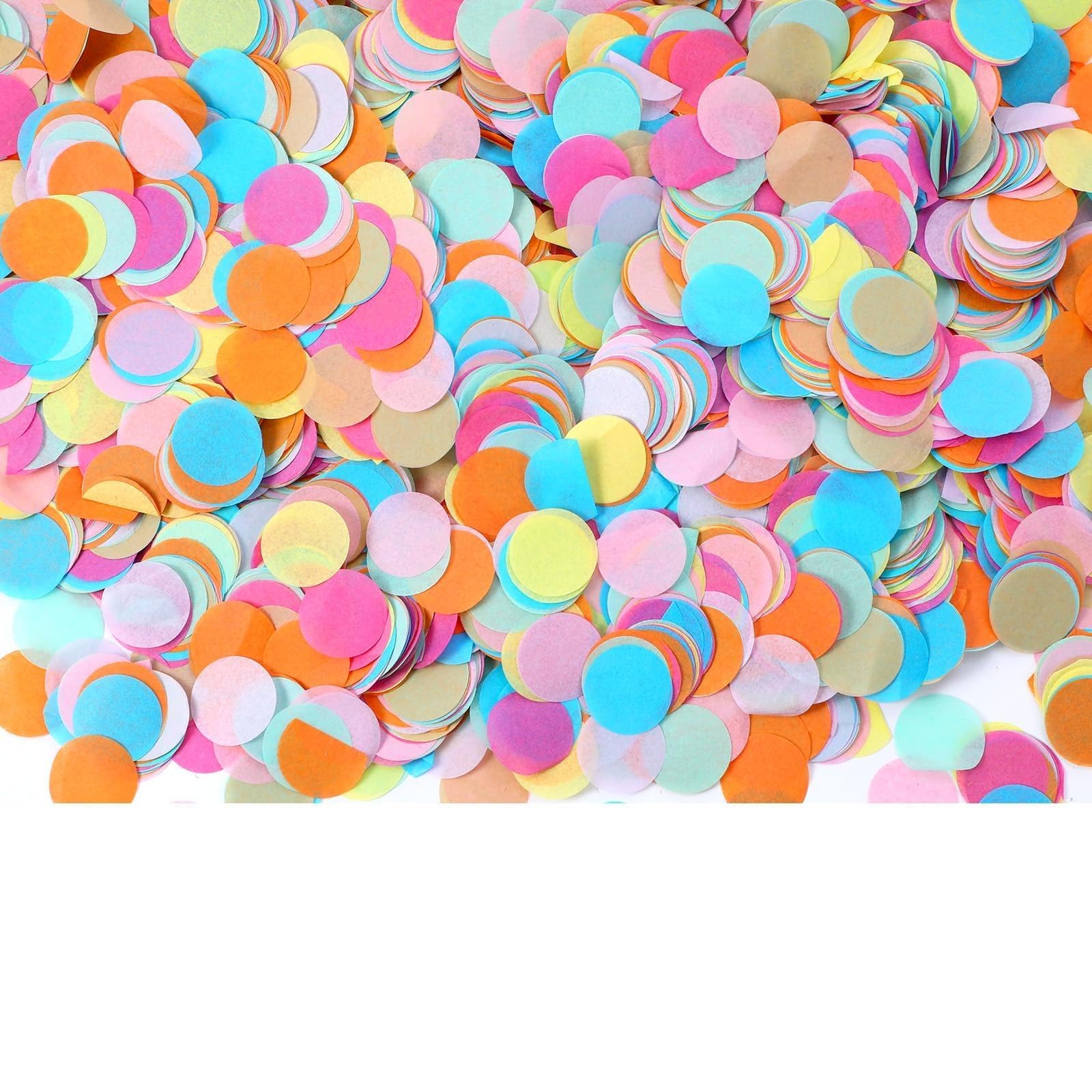 15000 Pieces 1 Inch Round Tissue Paper Confetti, 5.3 oz Multicolor Table Confetti Paper for for Wedding, Anniversary, Birthday Party, Festival Decor, Scrapbooking