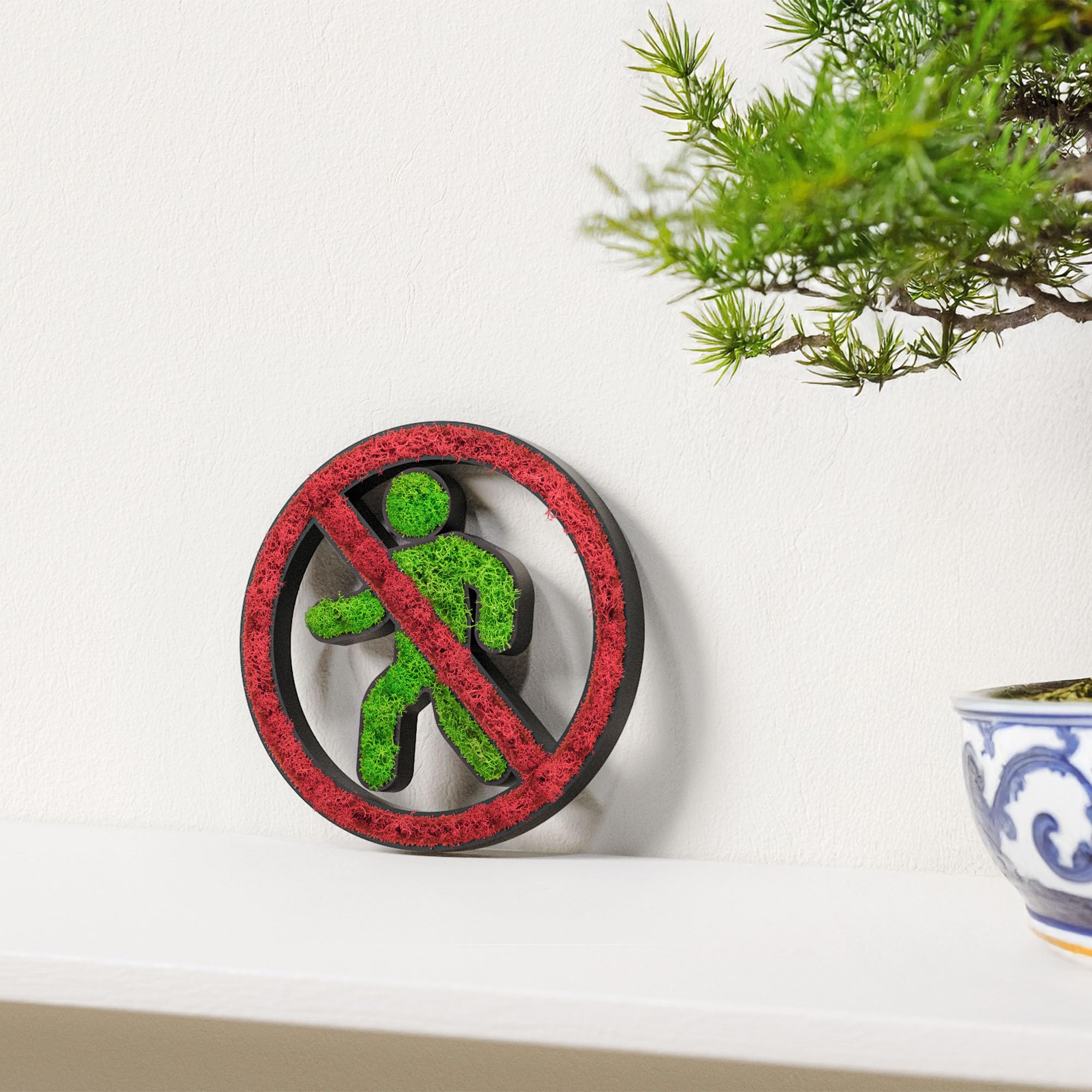 Natürliches Moos Türschild Selbstklebend Praxis Schild | Moosbild Deko für Privat Schwarz | Nachhaltige Wanddeko für Innen