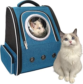 Amazon Honeypet 型 ポータブルペットキャリーバッグ 猫バッグ 犬キャリーリュック 宇宙船型 通気性 安定性 折り畳み 収納 犬 猫 小動物適用 旅行 通院 散歩 電車移動 避難用 ダークブルー Honeypet キャリー カート 通販