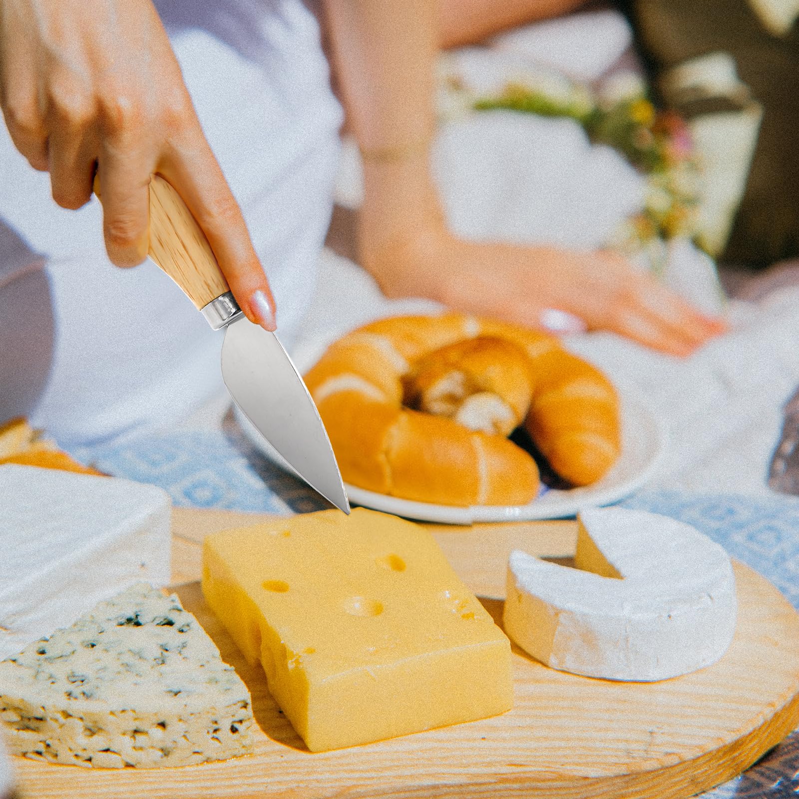 KALIONE 4 PCS Cheese Knives Set With Wooden Handle, Butter Cutter, Ini - View #9