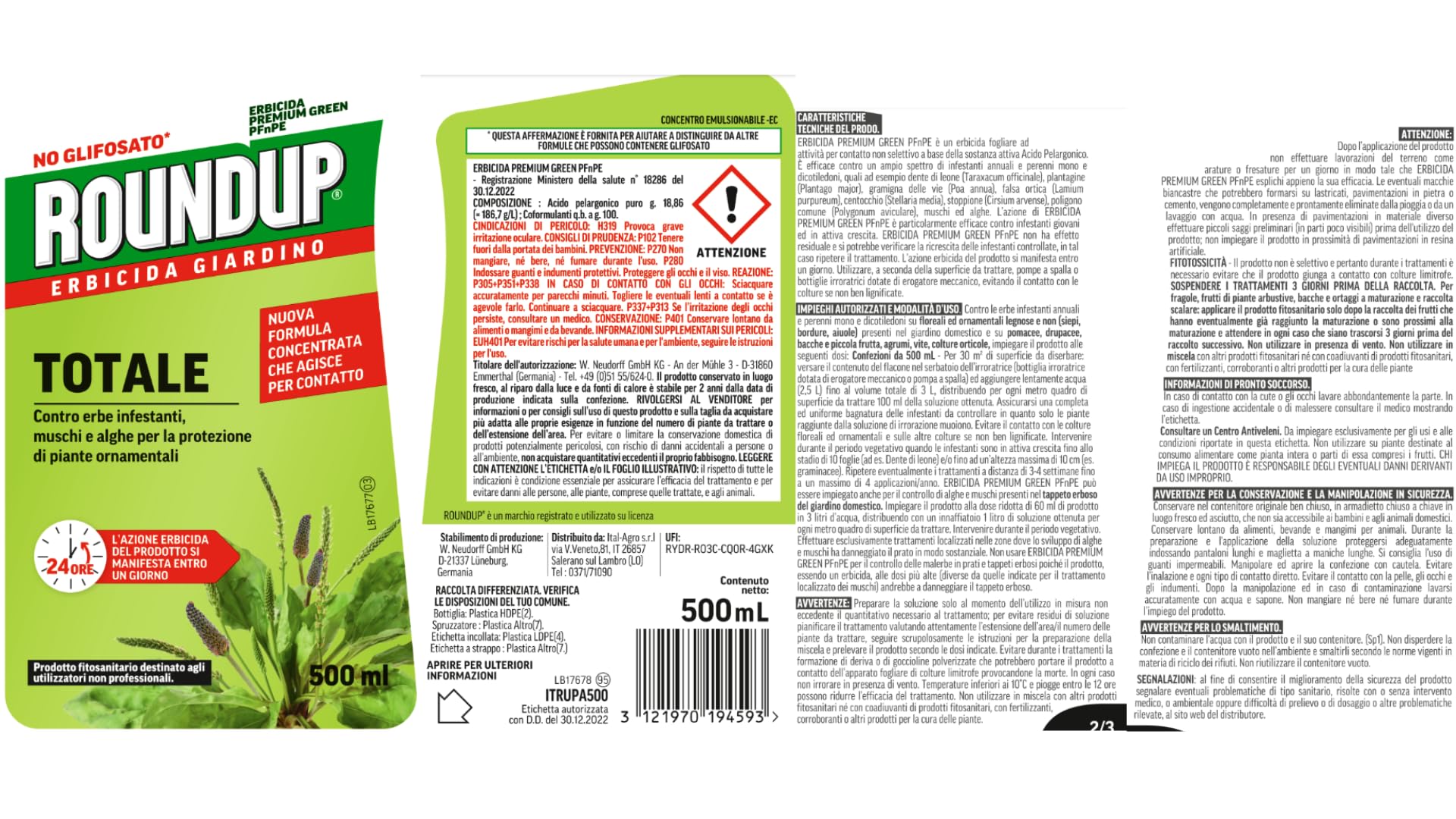 ROUNDUP Erbicida Totale Giardino 500ml