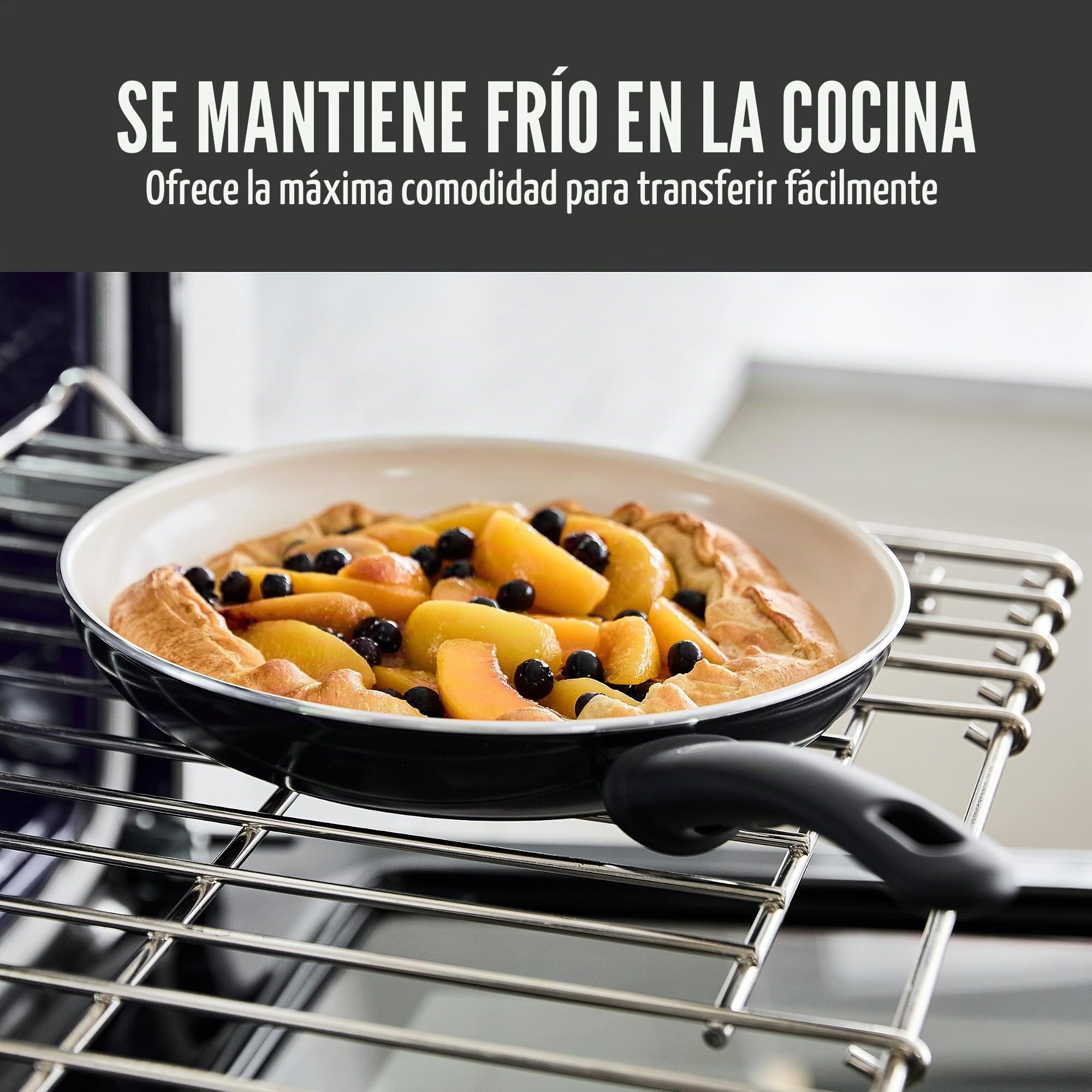GreenLife Soft Grip Juego de 16 Ollas y Sartenes de Cerámica Antiadherente, Incluye Sartén, Cacerola y Cazo, Sin PFAS, Apto para Lavavajillas, Apto para Horno, Negro y Crema