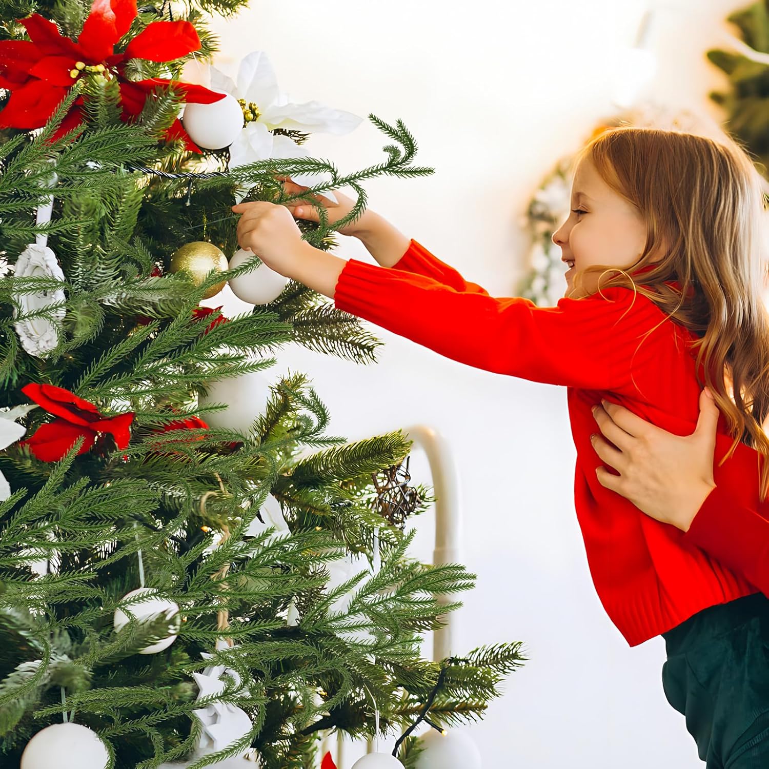 50 Pcs Christmas Norfolk Pine Picks, Norfolk Pine Artificial Greenery Branches DIY Crafts Faux Christmas Pine Branches for Crafts Xmas Indoor Outdoor Home Decor (50) - Image 7