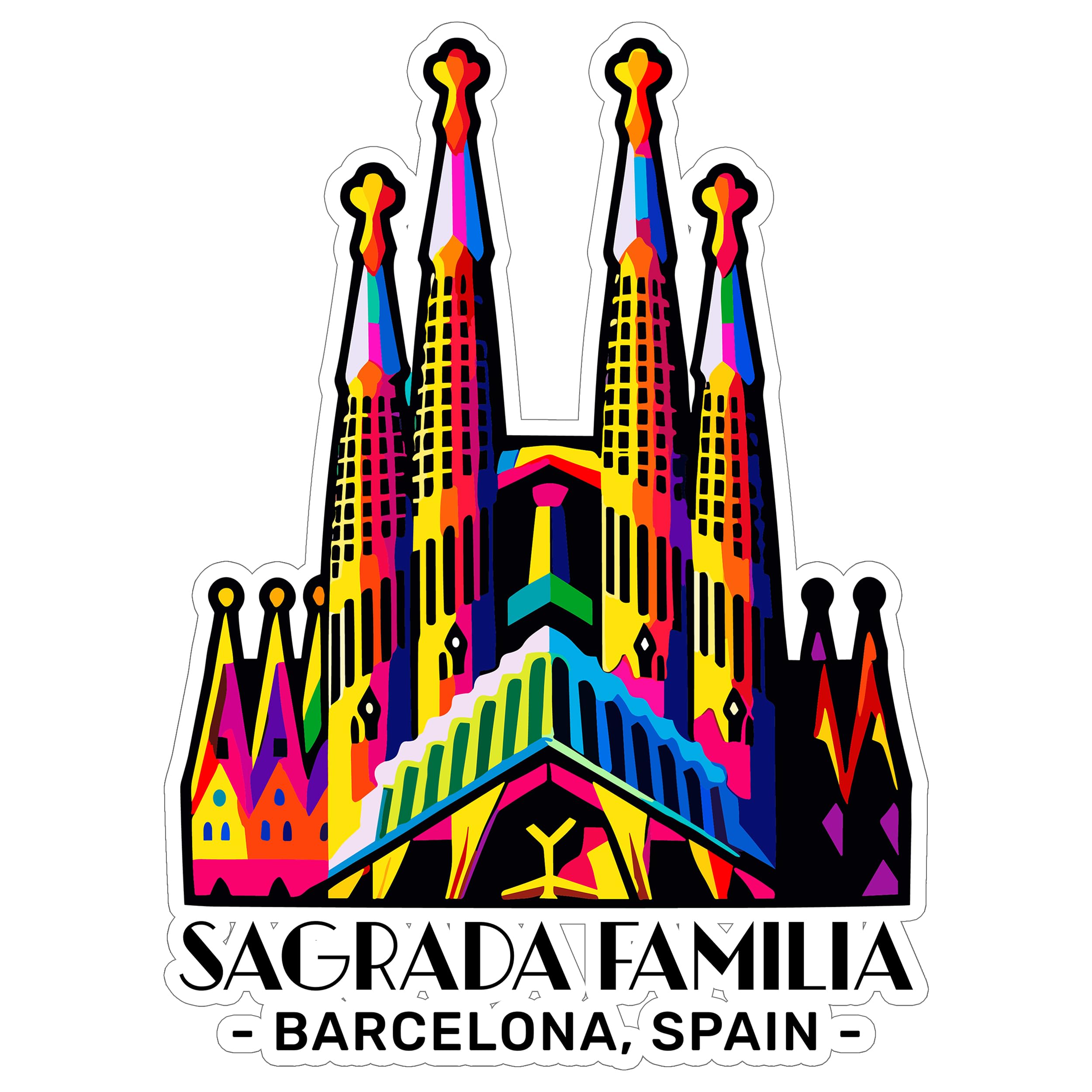 Sagrada Familia Barcelona Spain Sticker 4 Inch City Travel Souvenir - Waterproof Vinyl Decal for Laptop Water Bottle Car Tumbler - Durable Aesthetic Long-Lasting Stickers for Adults ID44990