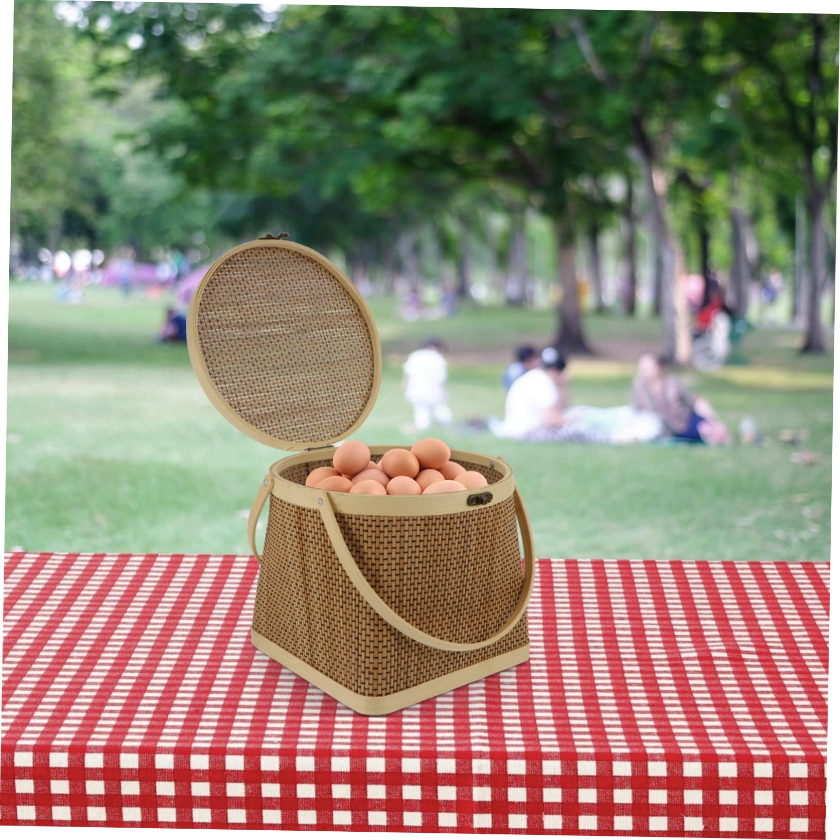 Amazon｜CORHAD シー竹製 編み込み収納バスケット 大容量 フタ付き