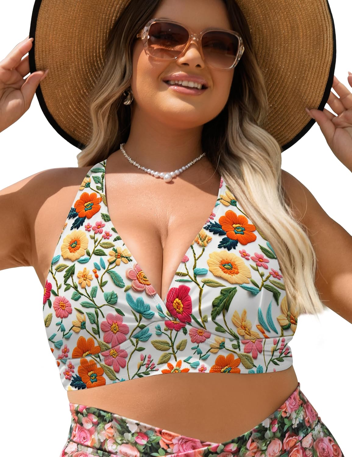 Floral Bikini Tops Women Plus Size Bathing Suit Top Only Swim Suit Built-in Padded Swim Bra for Large Bust Ladies XL - Image 6