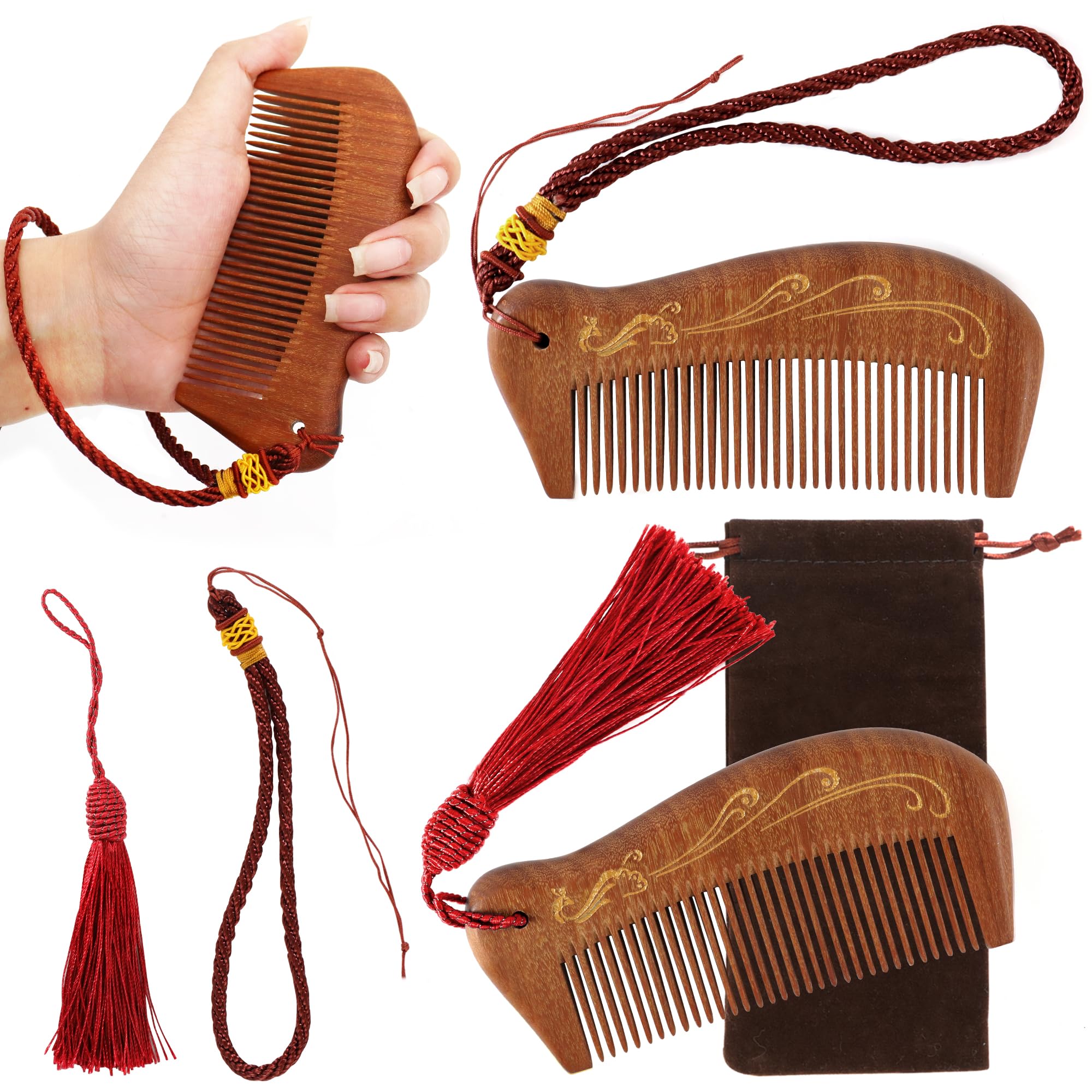 Birthing Comb for Moms - Wood Comb for Labor Pain Relief, Pregnancy Contractions, Delivery Essentials & Gift (Brown)