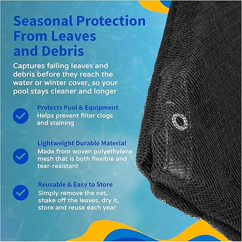 Vista 24 de Cubierta de red oval contra hojas para albercas elevadas o por encima del piso, Negro