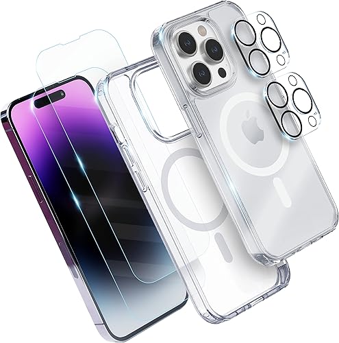 Miniatura 9 de Power Theory Protector de pantalla diseñado para iPhone 14 Pro, con protectores de lente y funda transparente compatible con Magsafe [dureza 9H]