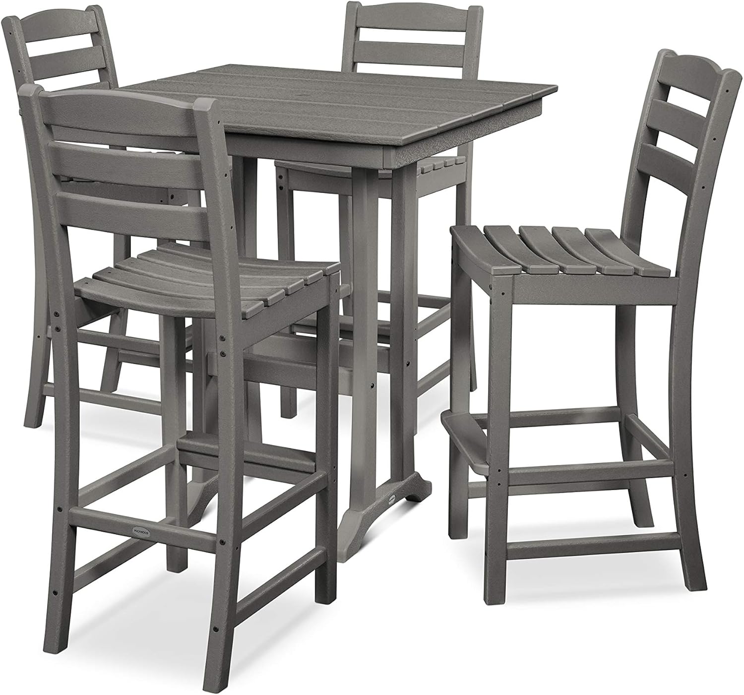 POLYWOOD® La Casa Café 5-Piece Farmhouse Trestle Bar Set in White