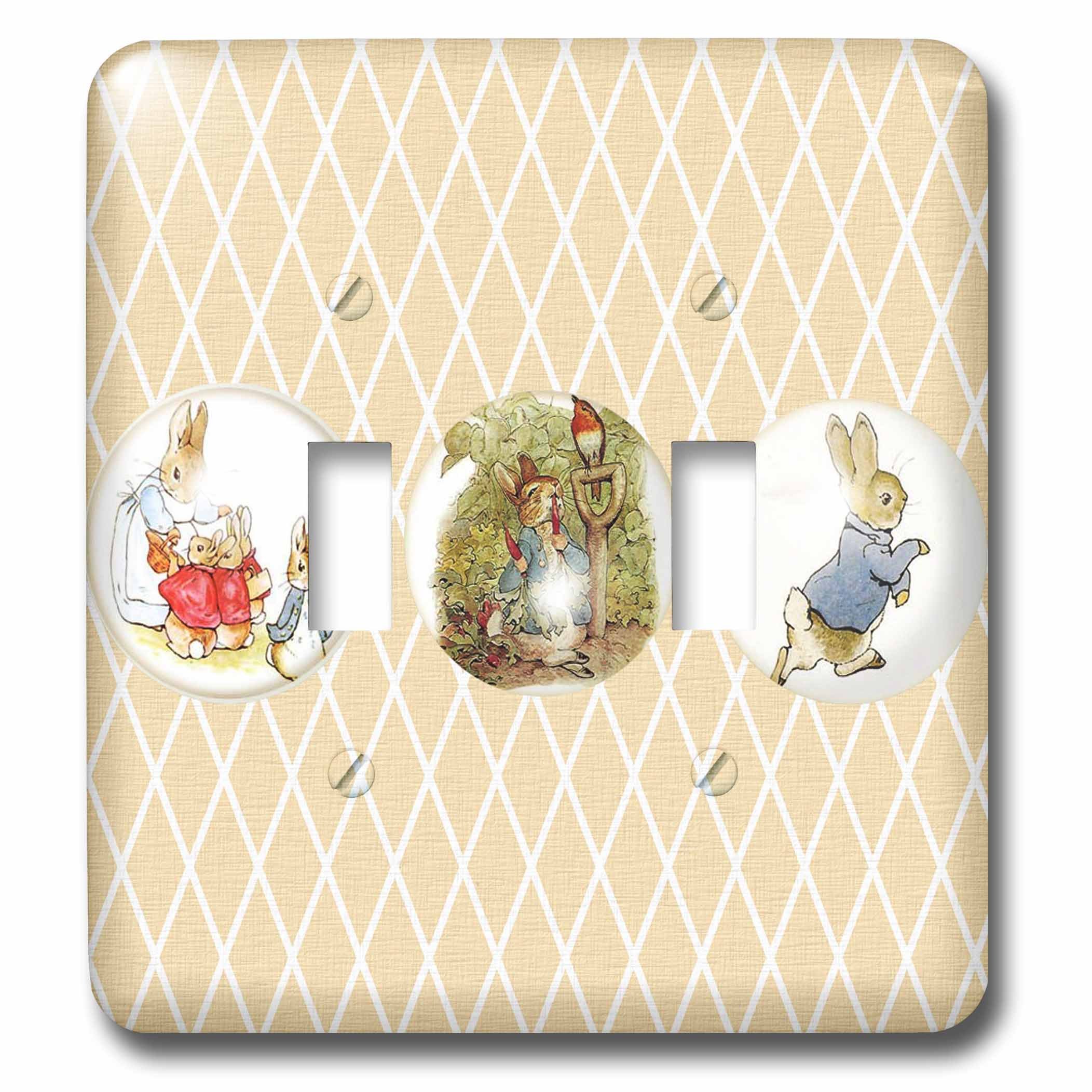 Interruptor de doble palanca multicolor Peter Rabbit para cuarto infantil