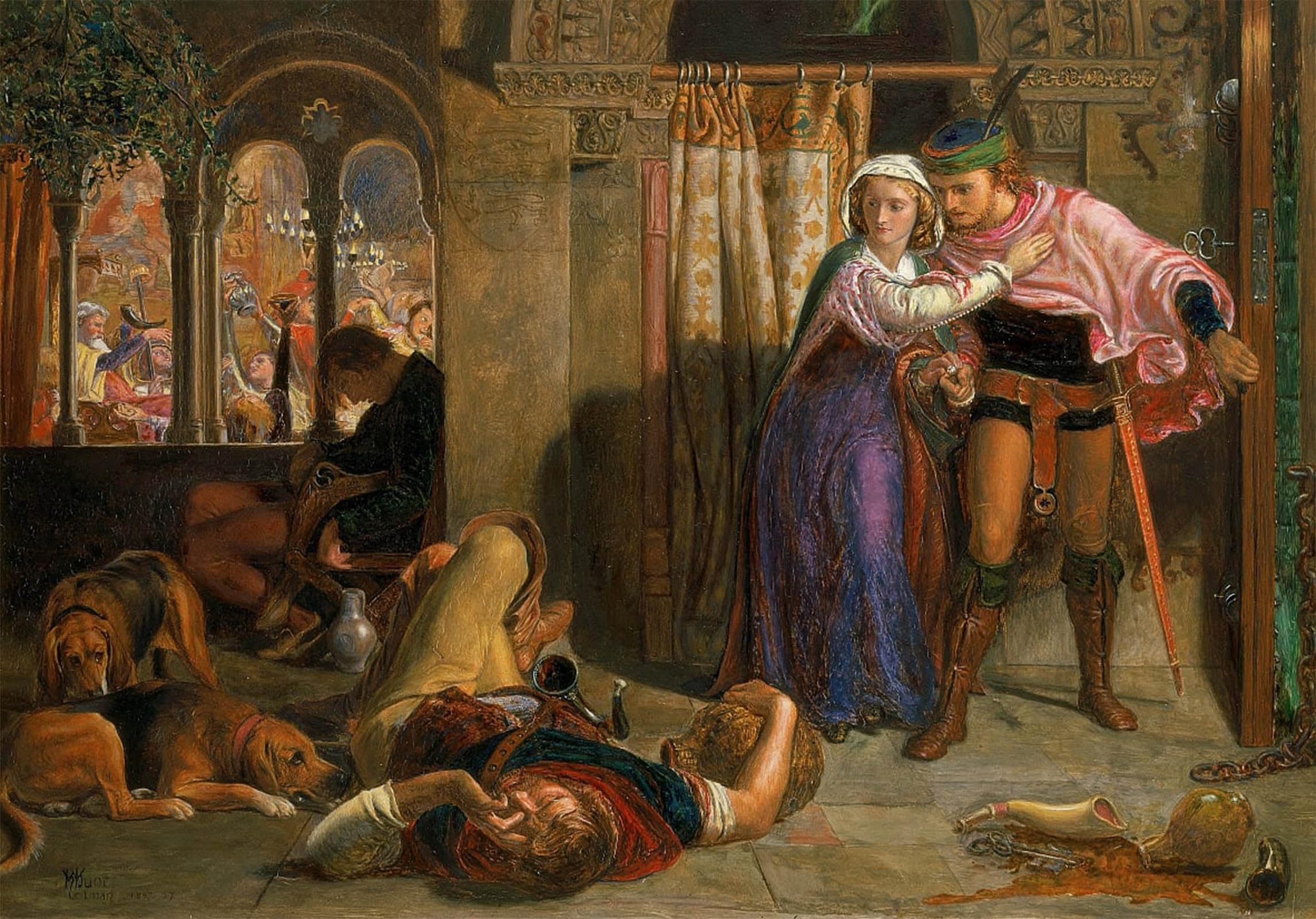 ARTXLXXBN Famous Art Print Poster Vintage Wall Art the Flight of Madeline and Porphyro During the Drunkenness Attending the Revelry by William Holman Hunt Canvas Art Poster for Home Decor 60x90cm