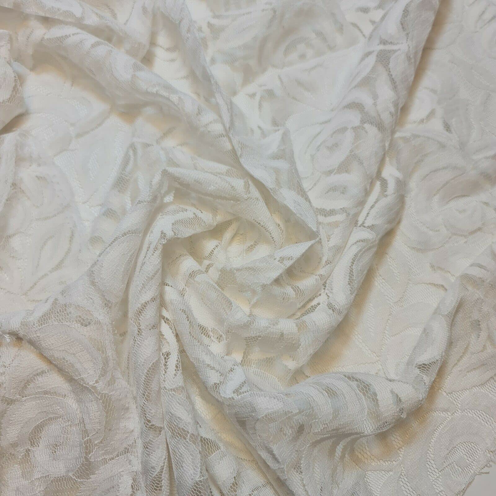 Luxury Vintage Embroidery Bridal Evening Corded Budget Guipure Floral Lace Fabric 54" - 137cm Wide Sold As 1 Meter Pre - Cut Lengths (Ivory) — image 1