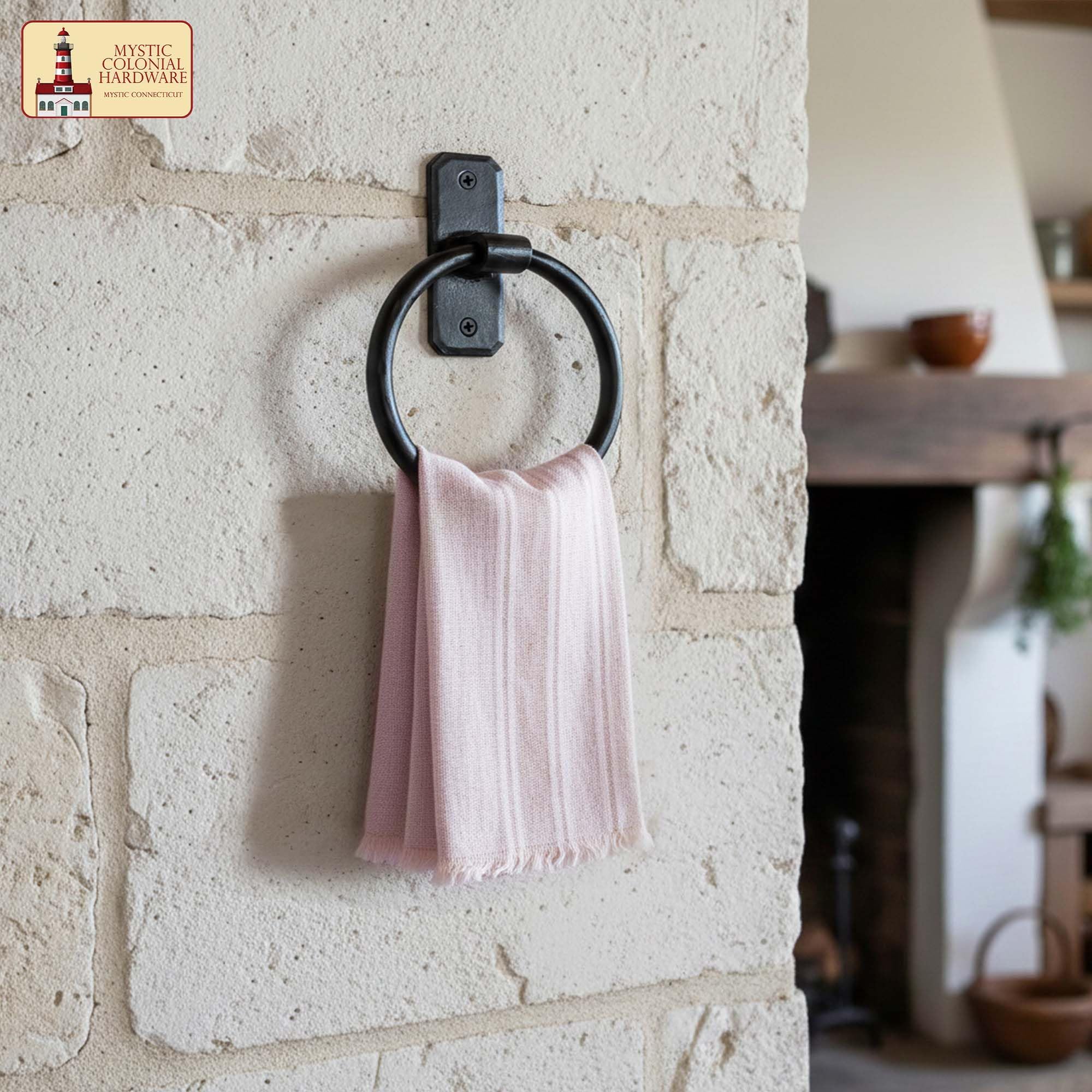 Mystic Colonial, barra portasciugamani in ghisa, rustica, da parete, in metallo, per bagno, cucina o ingresso, nero resistente (15,9 cm, montaggio a parete in stile vittoriano rustico)