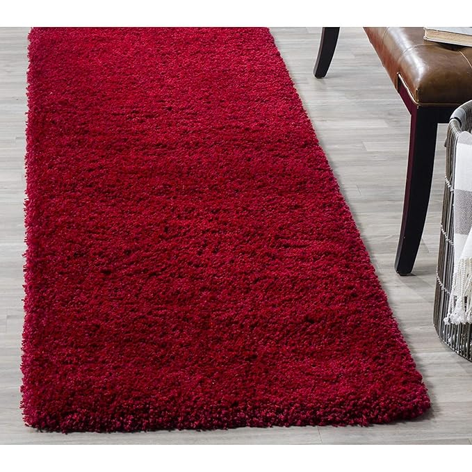 BRIS Home Modern Shaggy Carpets and Rugs for Hall, Offices, Kitchens, Bedroom, Living Room and Cabins (2 x 6 feet, red)