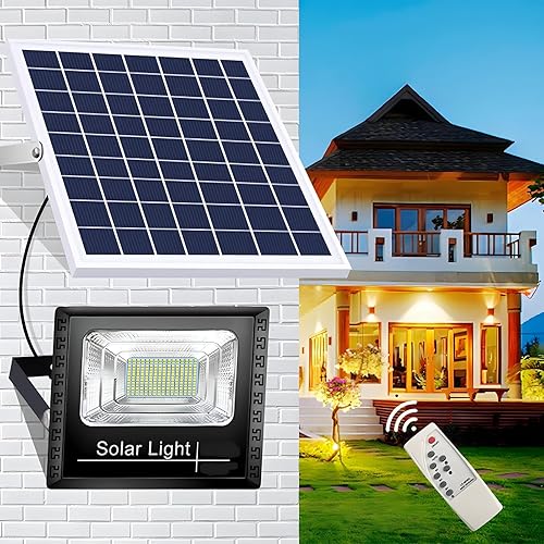 Miniatura 9 de DuBom Luz de inundación solar de 100W-800W al aire libre, LED brillante de 6000 K, luz de seguridad de energía solar impermeable IP67