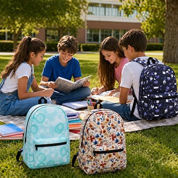 14 Pack 17'' Backpacks Bulk with 518Pcs School Supplies for Student, Back to School Bookbag Kits Contains Storage bag, Colored Pencil, Pen, Eraser, Sharpener, Ruler (14 Assorted Prints)