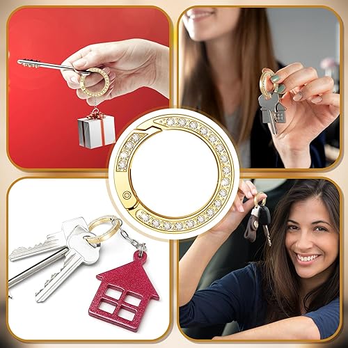Miniatura 2 de 10 anillos de resorte de diamantes de imitación de 1 pulgada y 0.984 in, hebilla de clip de metal simple, clip de gancho para llaveros de bricolaje