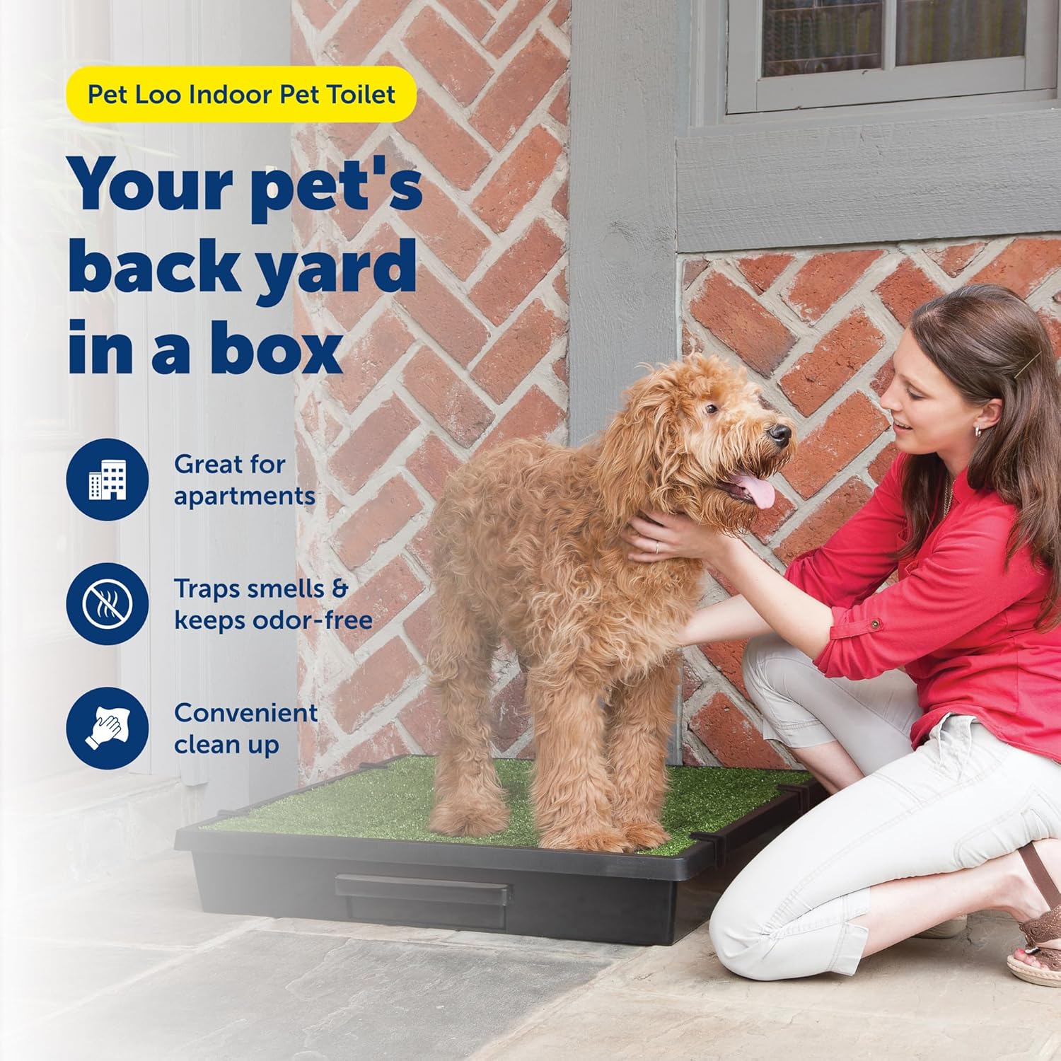 petsafe pet loo indoor pet toilet, portable dog potty station, grass pad tray of synthetic grass mat, easy to clean, large large (pack of 1)