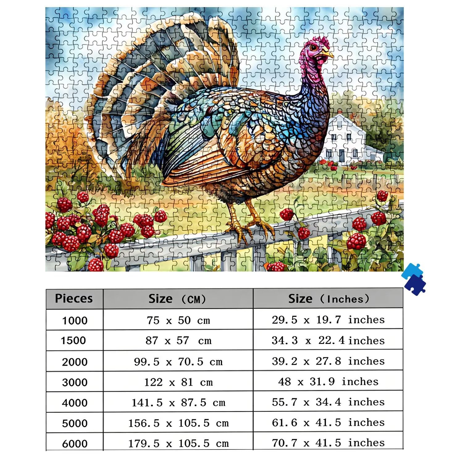 Puzzle 2000 elementów dla dorosłych, wiejski kurczak puzzle trudne i kolorowe drewno, duża łamigłówka 99,5 x 70,5 cm, gra antystresowa z plakatem, dekoracja ścienna domu, prezent urodzinowy dla kobiet