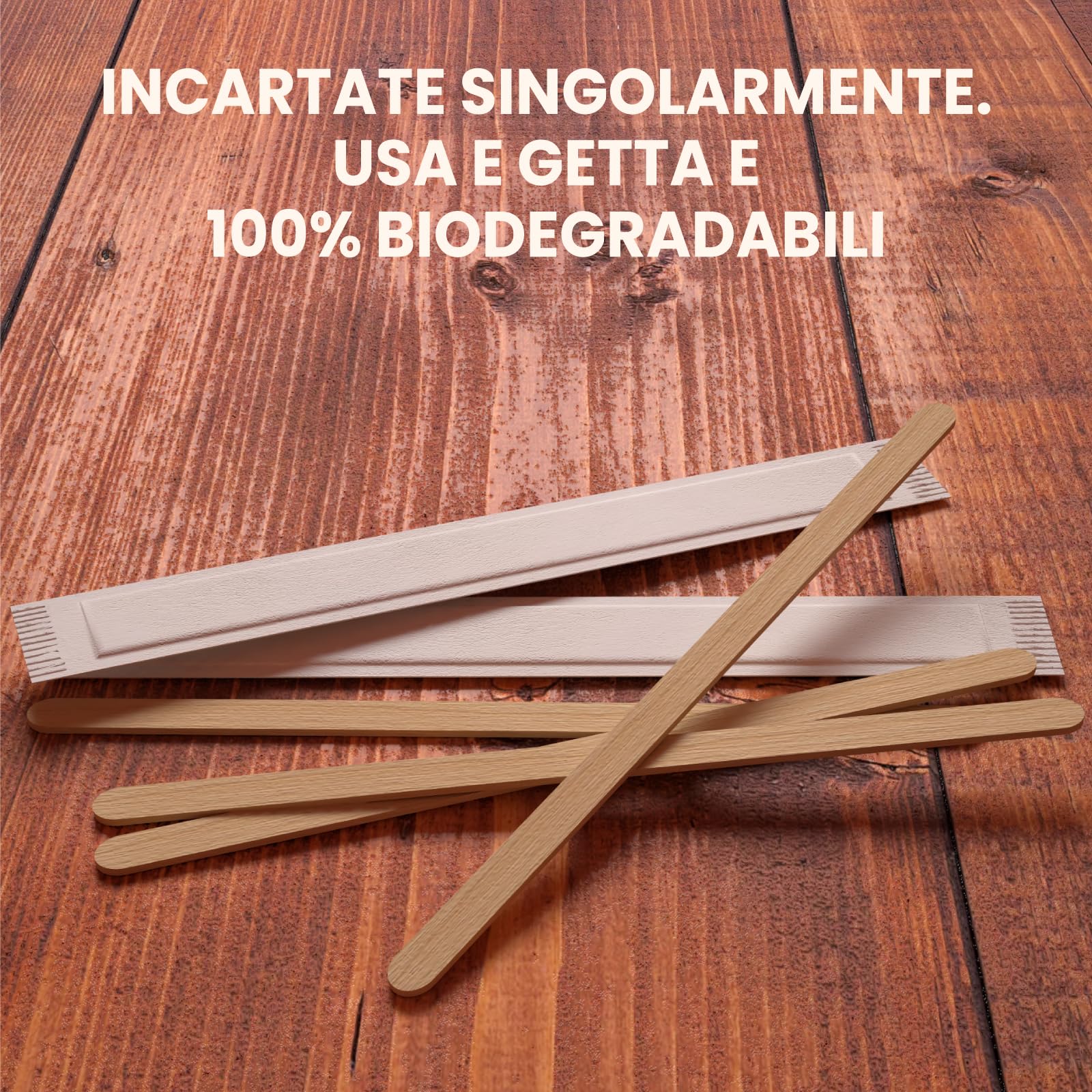 5000 Palette Lunghe per Caffè e Cappuccino Monouso in Legno di Betulla da 11cm - Imbustate Singolarmente, Biodegradabili e Compostabili, Resistenti al Calore per Mescolare Caffè e Bevande