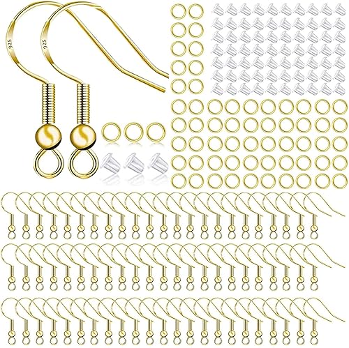 Miniatura 7 de Ganchos chapados en plata de ley 925, 150 piezas/75 pares, ganchos de pez, 500 piezas hipoalergénicas para hacer aretes con anillos de salto