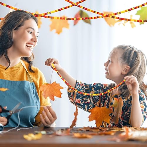 Miniatura 6 de Whaline 2000 cuentas de plástico para otoño, cuentas para manualidades, cuentas surtidas, cuentas para bricolaje, rojo, marrón, amarillo, naranja,