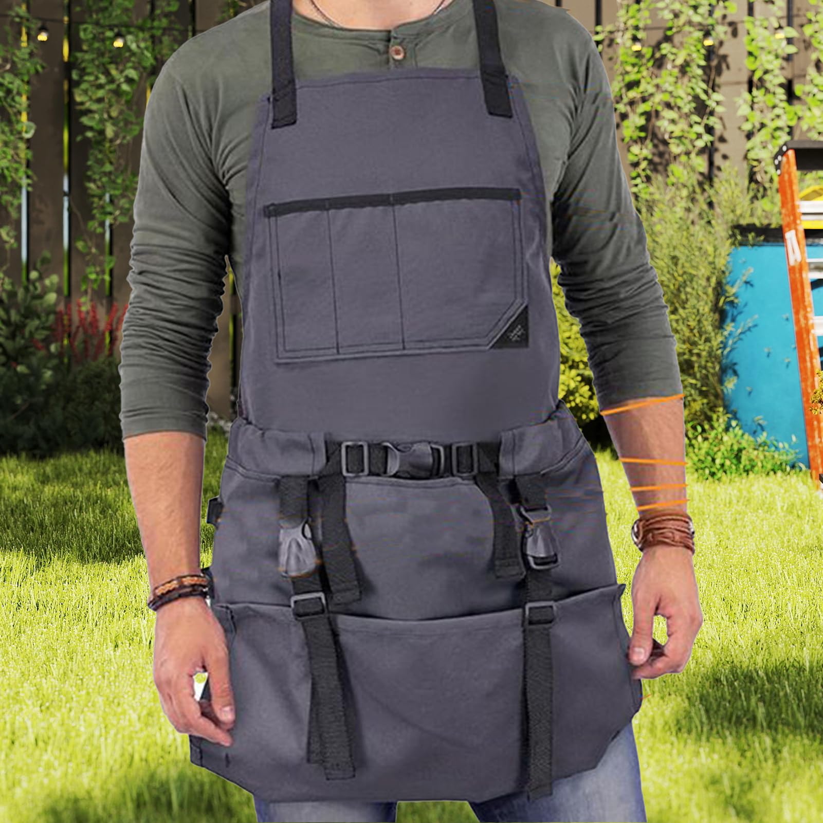 Tablier de jardin pour la récolte – Tablier de jardinage pour homme et femme | Accessoires pour le travail, la cuisine, la cuisine, le chef, la pelouse, la terrasse, la cueillette de fruits, la
