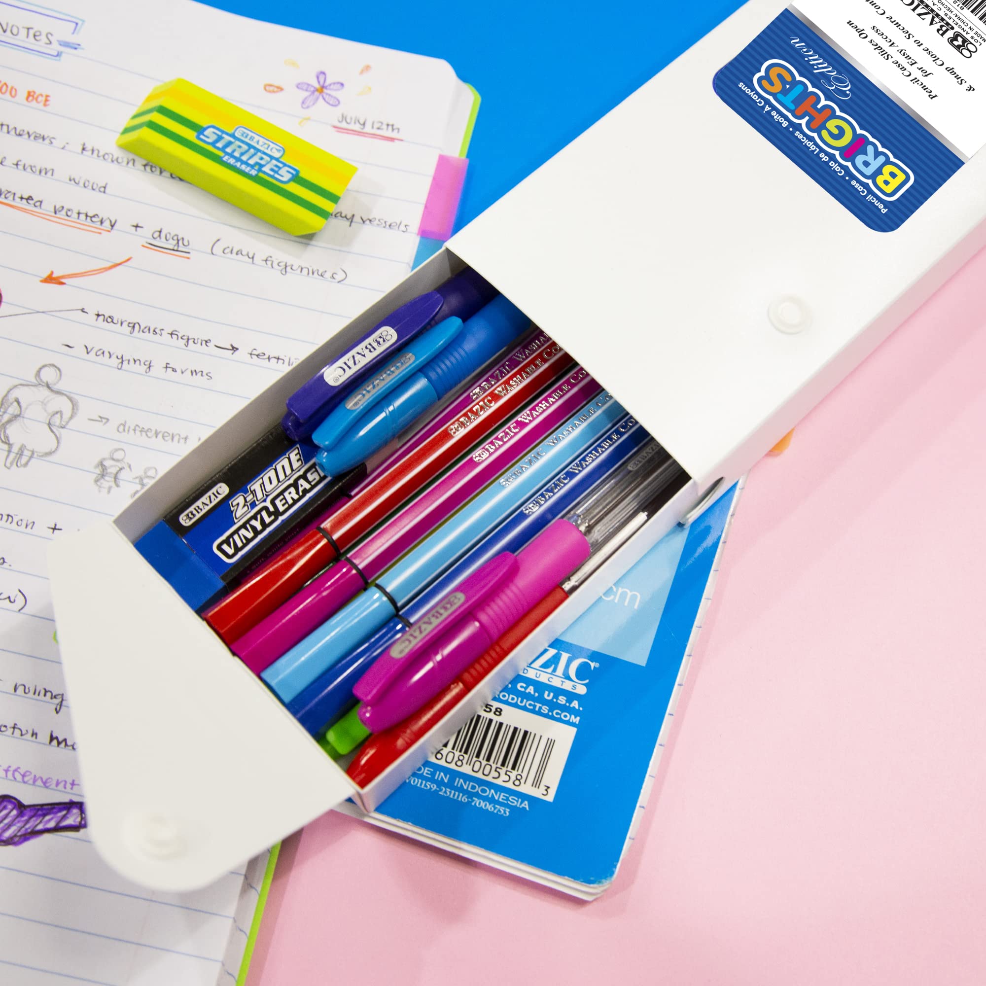 Amazon.com : BAZIC PRODUCTS Bright Color Slider Pencil Case, 6-Set