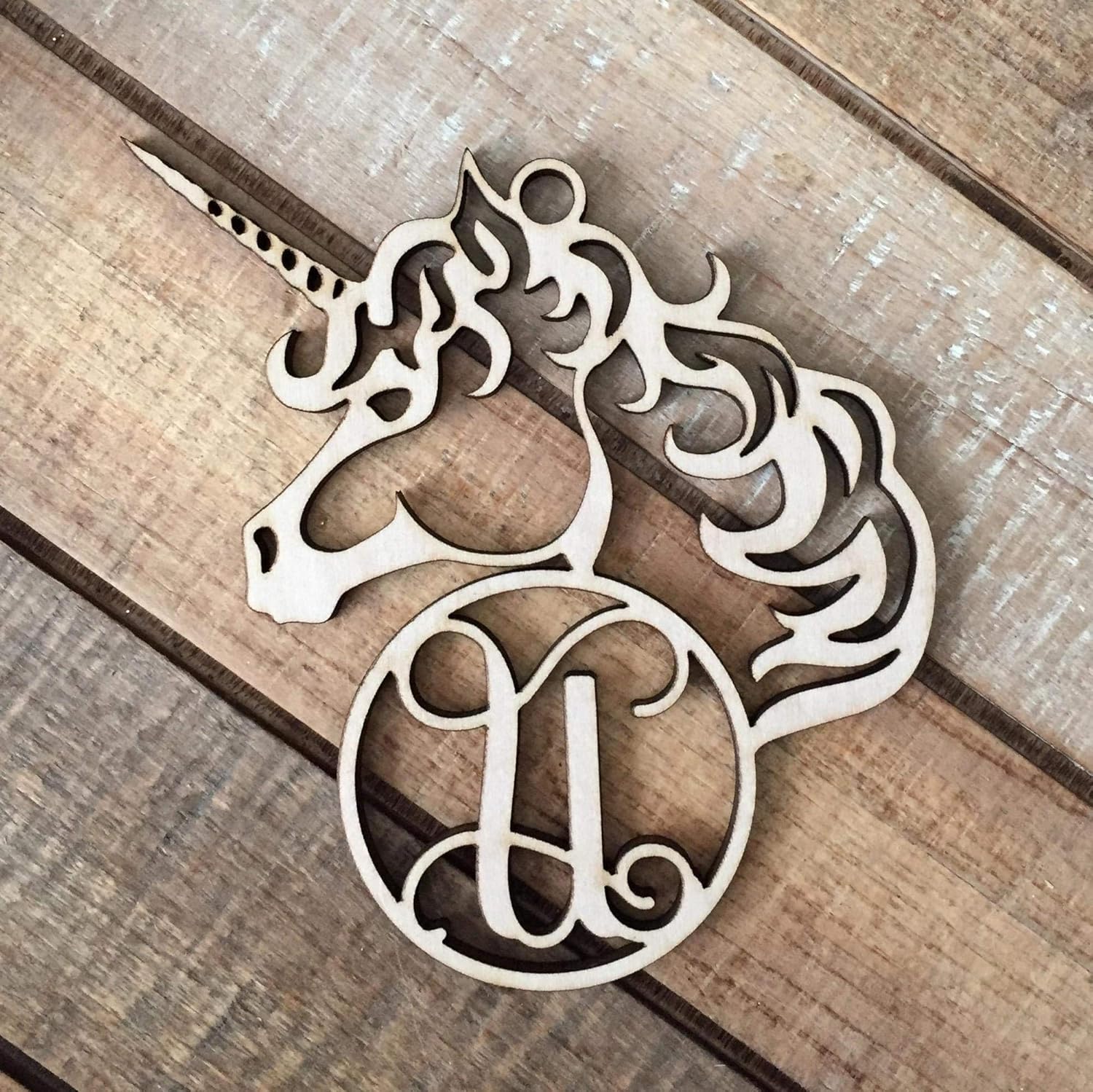 lilacoo Monogram Unicorn Christmas Ornament Christmas