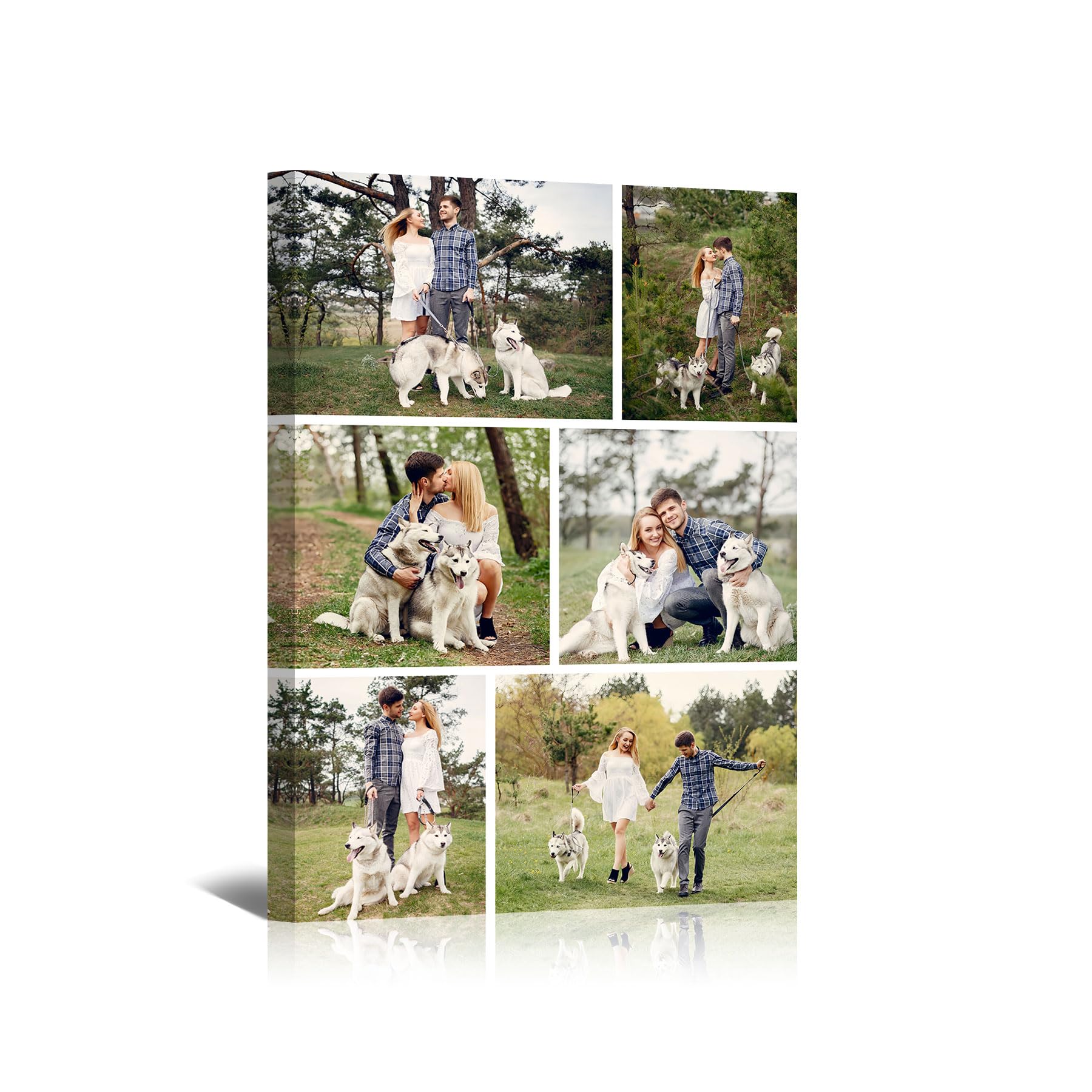 WITRN Personalised 6 Photo Collage Canvas Prints Personalised Multi Picture Framed Wall Art, Upload Your Photos, Custom Family Photo Canvas Gift for Mum Dad Couples Home Decor 51x76 cm (20x30in) — image 1