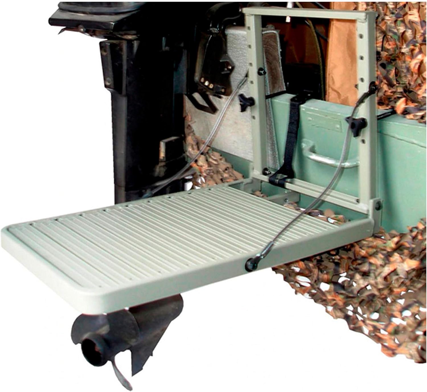 GREAT DAY Load-A-Pup HD 14x20in Robust Safety Pet Loading Platform - for The Hunting Dog - Earth-Tone Gray Powder-Coated Finish - Intended for Use in Fresh Water, LP500HD