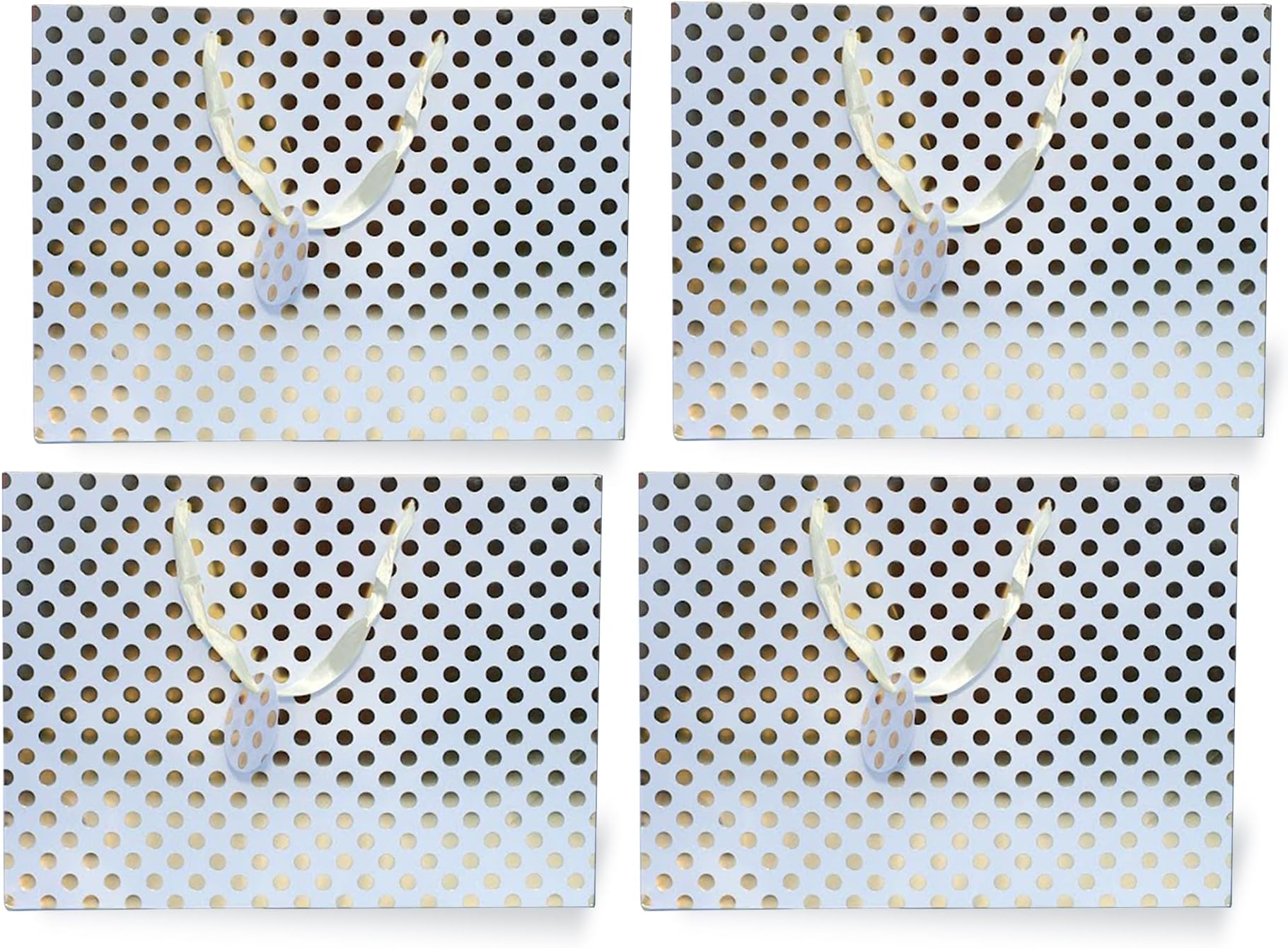 FlexiGoods4-Pack Large Gift Bags for Presents | Premium Quality Paper Bags with Handles | Perfect for Special Occasions | 16.5" x 12" x 4.7", Gold