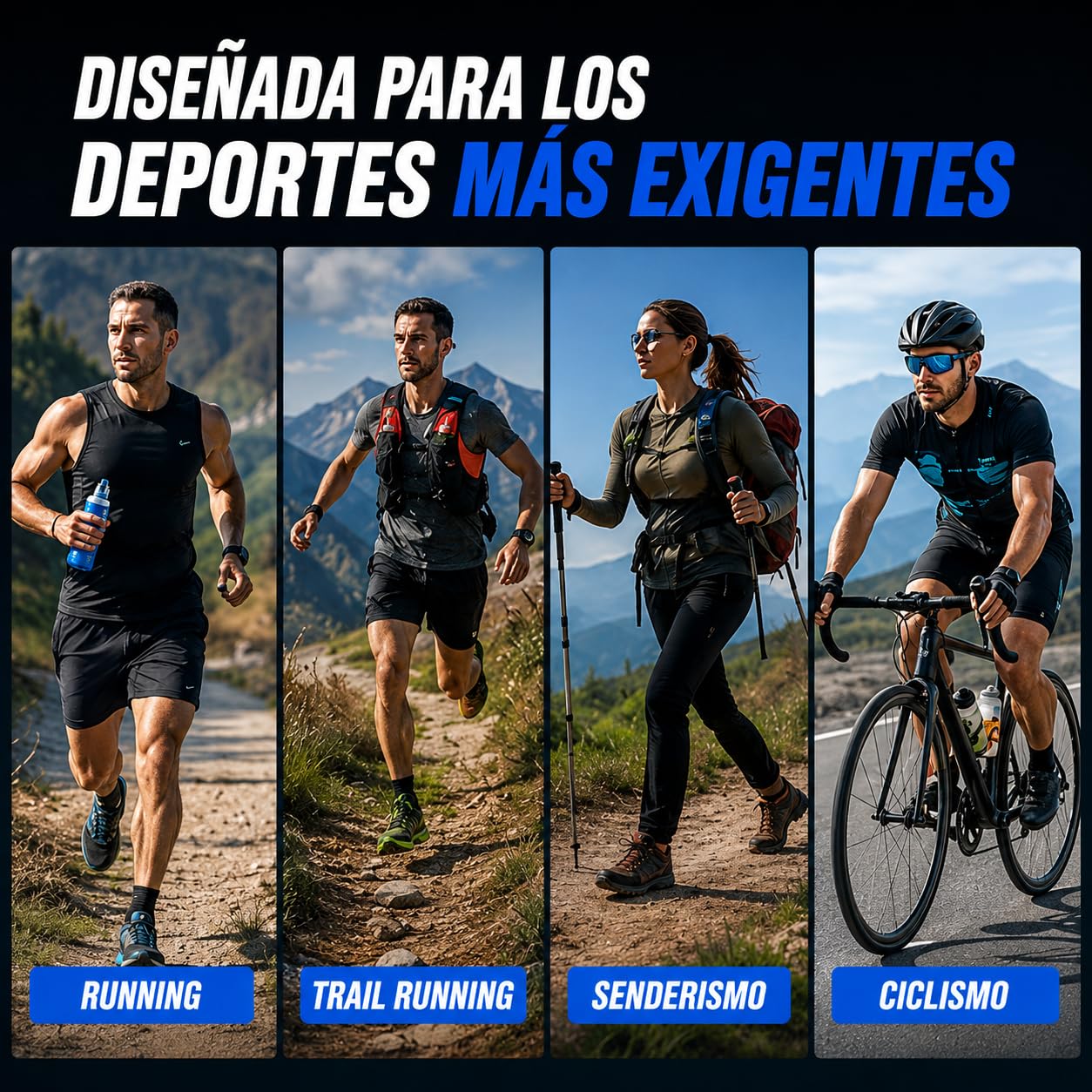 Soft Flask 250ml y 500ml Pack de 4 | Botella Plegable de Agua para Running, Trail Running, Ciclismo y Senderismo | Bolsa de Hidratación Deportiva de TPU Libre de BPA, Válvula Antigoteo