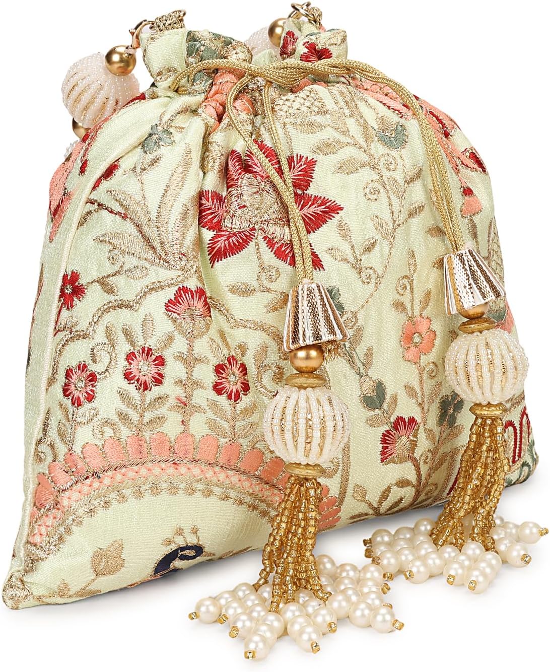 LONGING TO BUY Women Potli With Golden Zari Embrodiery, Polti Bag For Wedding & Evening Potli Clutch For Ethnic Wear