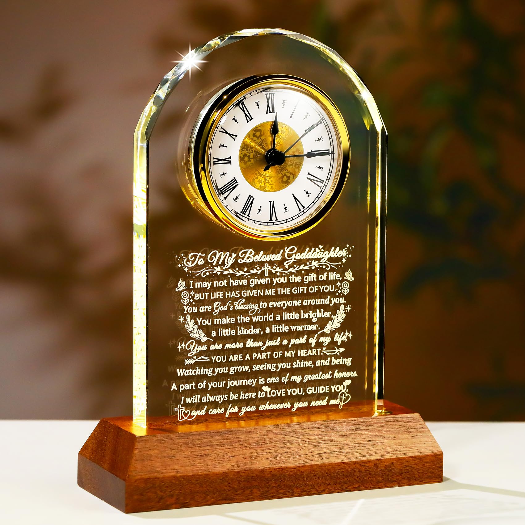Ornalrist Goddaughter Gifts from Godmother Crystal Clock Birthday Decor