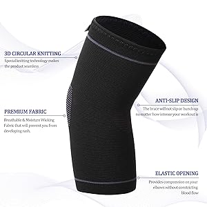 Protle Elbow Brace Compression Support Sleeve (Pair)Pain Relief & Inflammation from Tendonitis, Tennis, Golf Elbow, Arthritis. Provide Protection for Workout, Weightlifting, Tennis