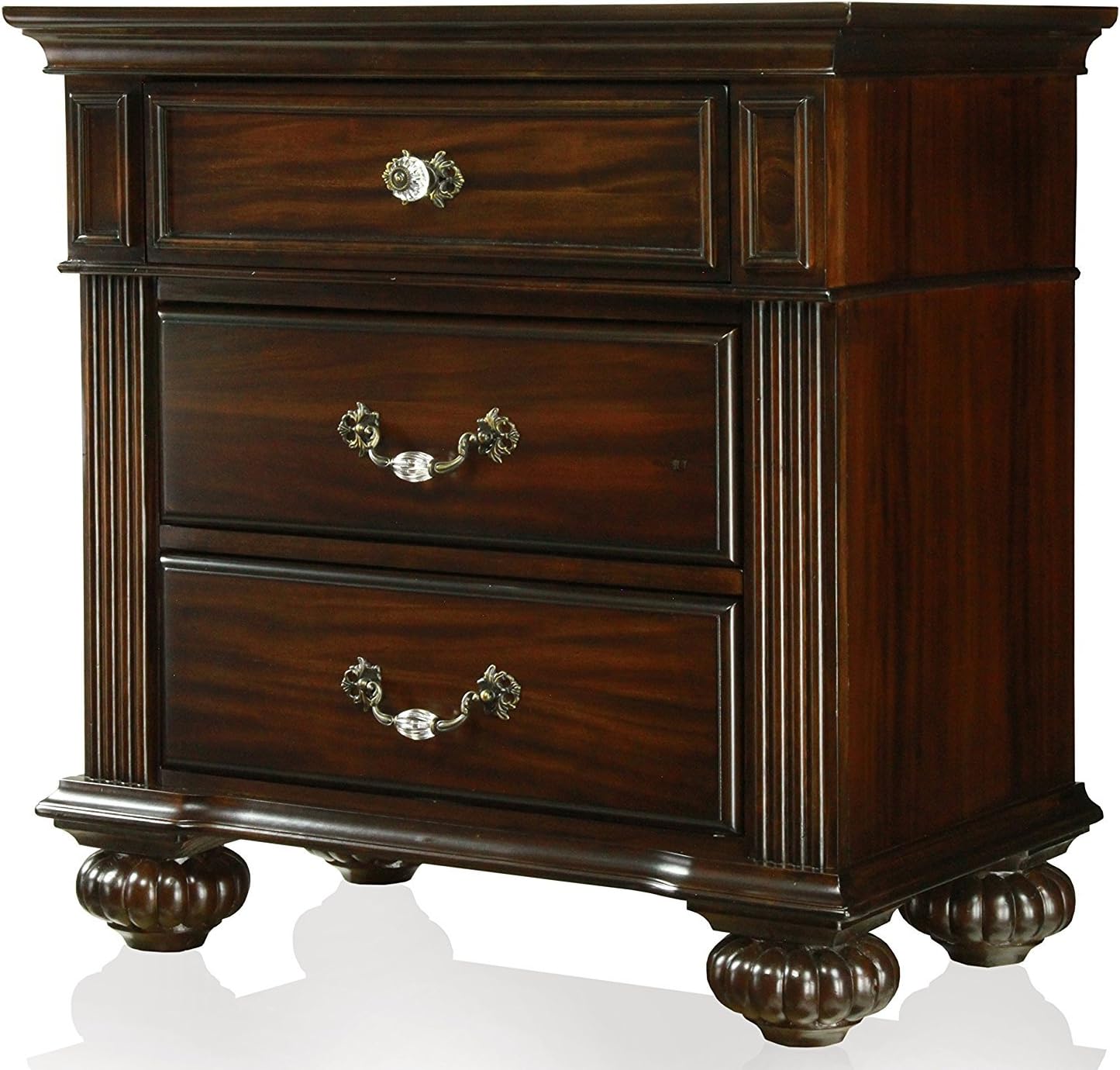 Syracuse Transitional Style Dark Walnut Finish King Size 6-Piece Bedroom Set