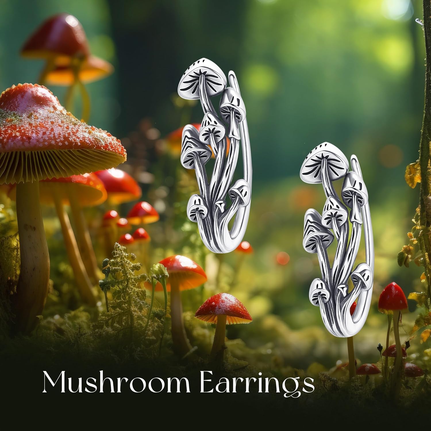 Mushroom Ear Climbers Earring 925 Sterling Silver Mushroom Crawler Earrings for Women Hypoallergenic Crawler Earrings Gift for Her - Image 6